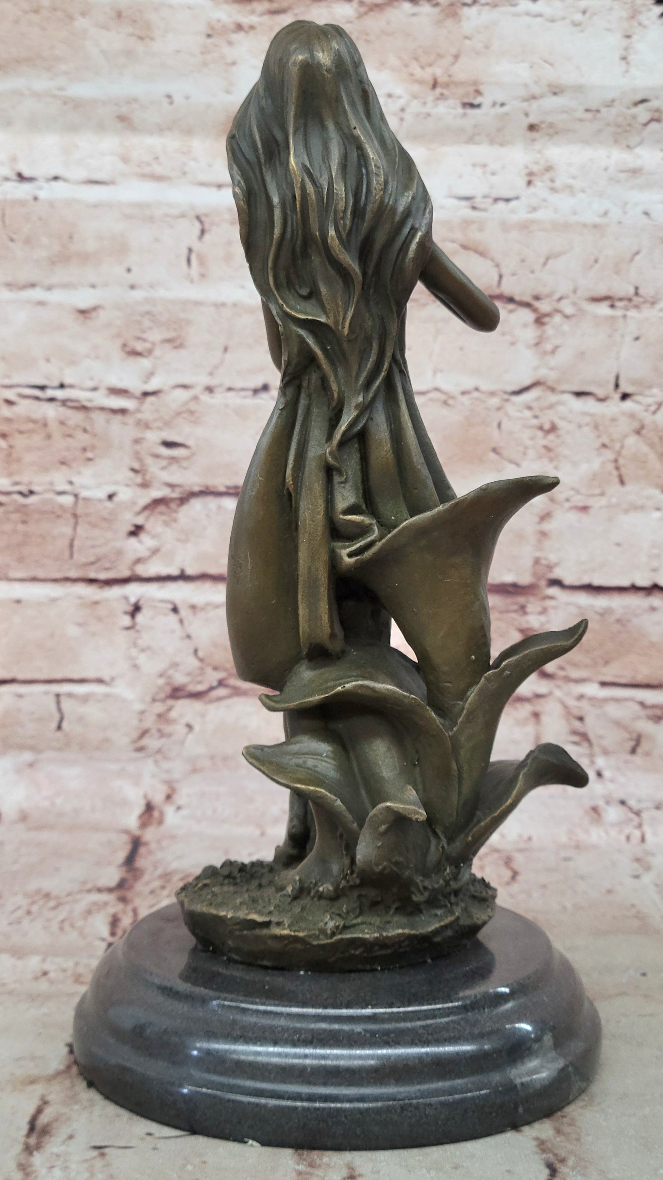 Handcrafted Wood Nymph Bronze Sculpture Art Nouveau Deco Bronze Sculpture