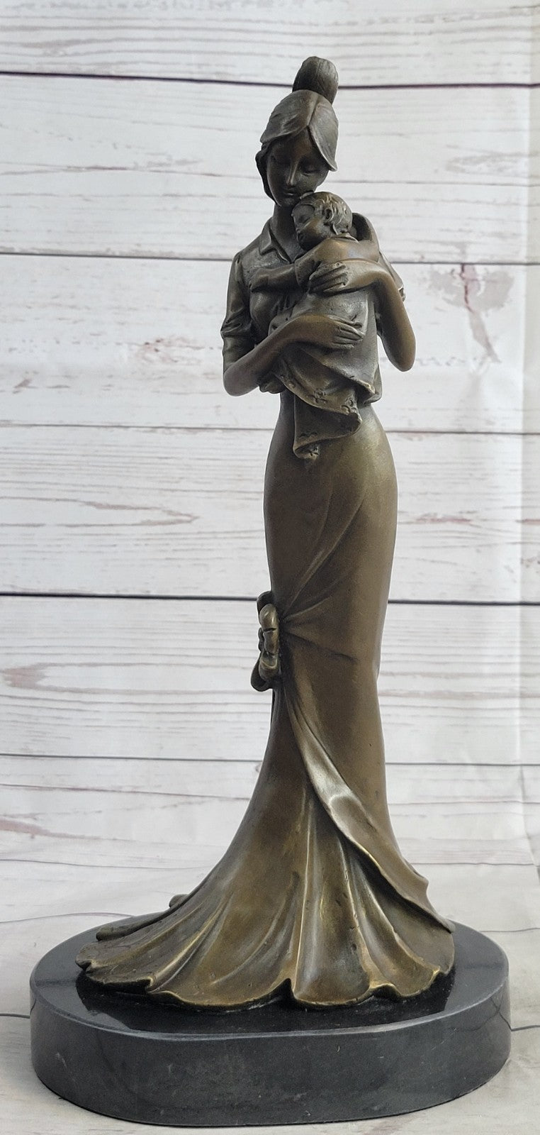 Bronze Sculpture Art Deco Modern Nouveau Nude Mother Woman Madonna Baby Child