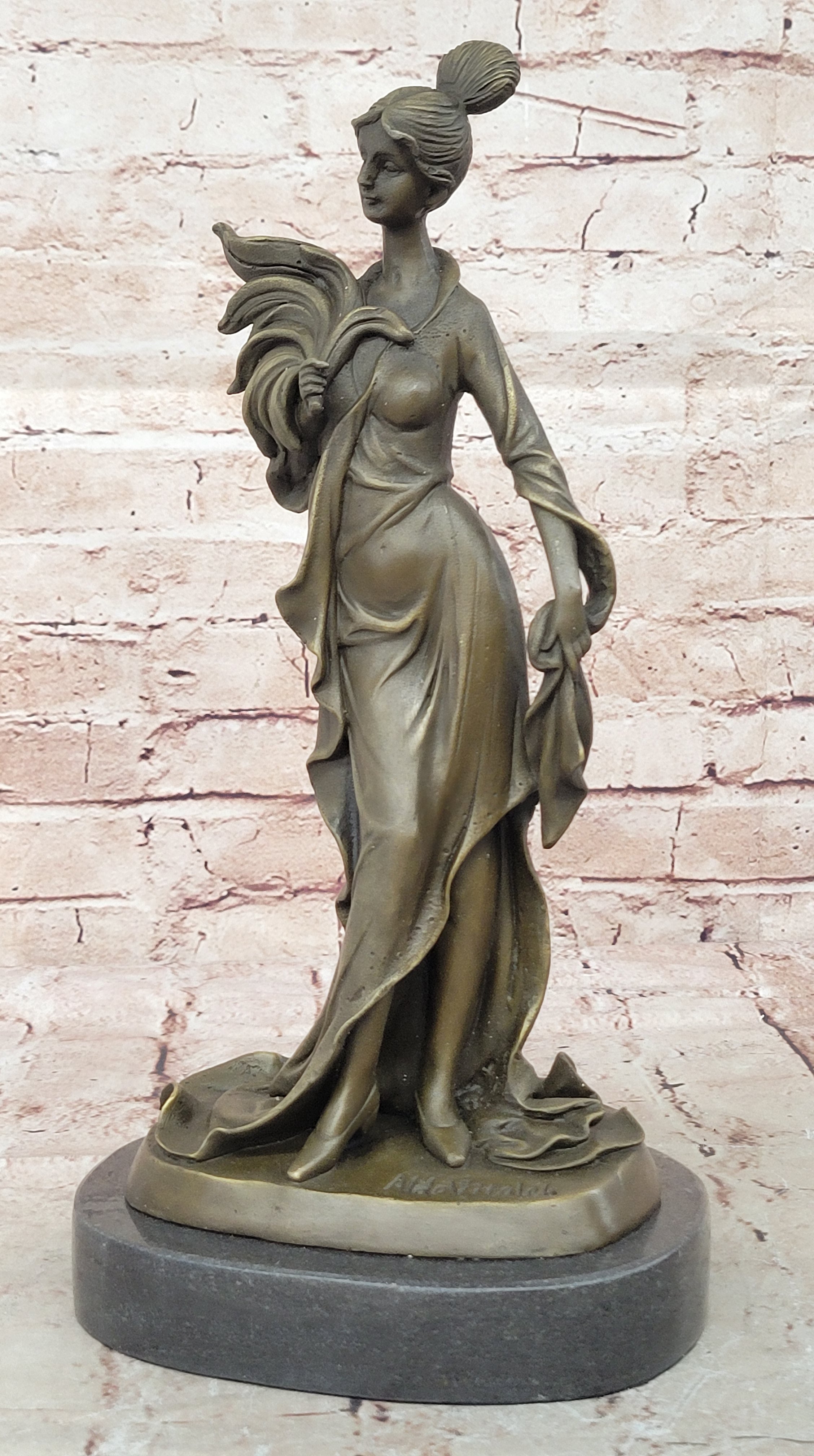 Art Deco signed Original Maiden in Garden by Italian Artist Aldo Vitaleh Gift