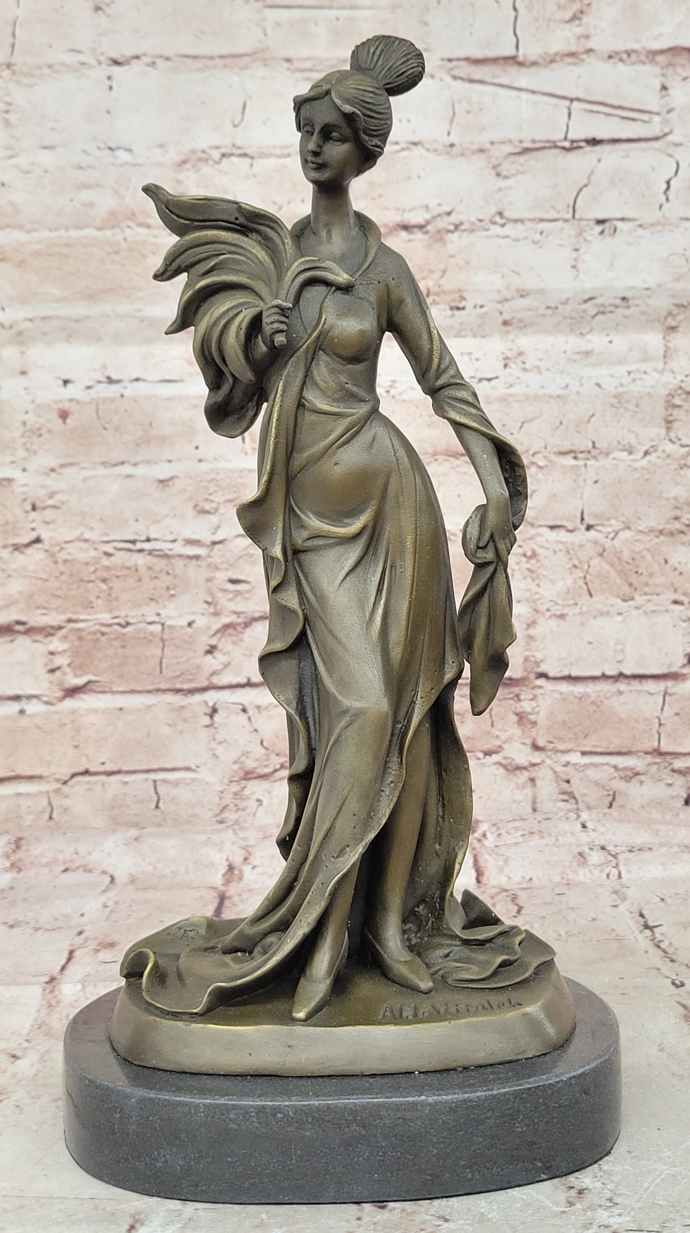 Art Deco signed Original Maiden in Garden by Italian Artist Aldo Vitaleh Gift