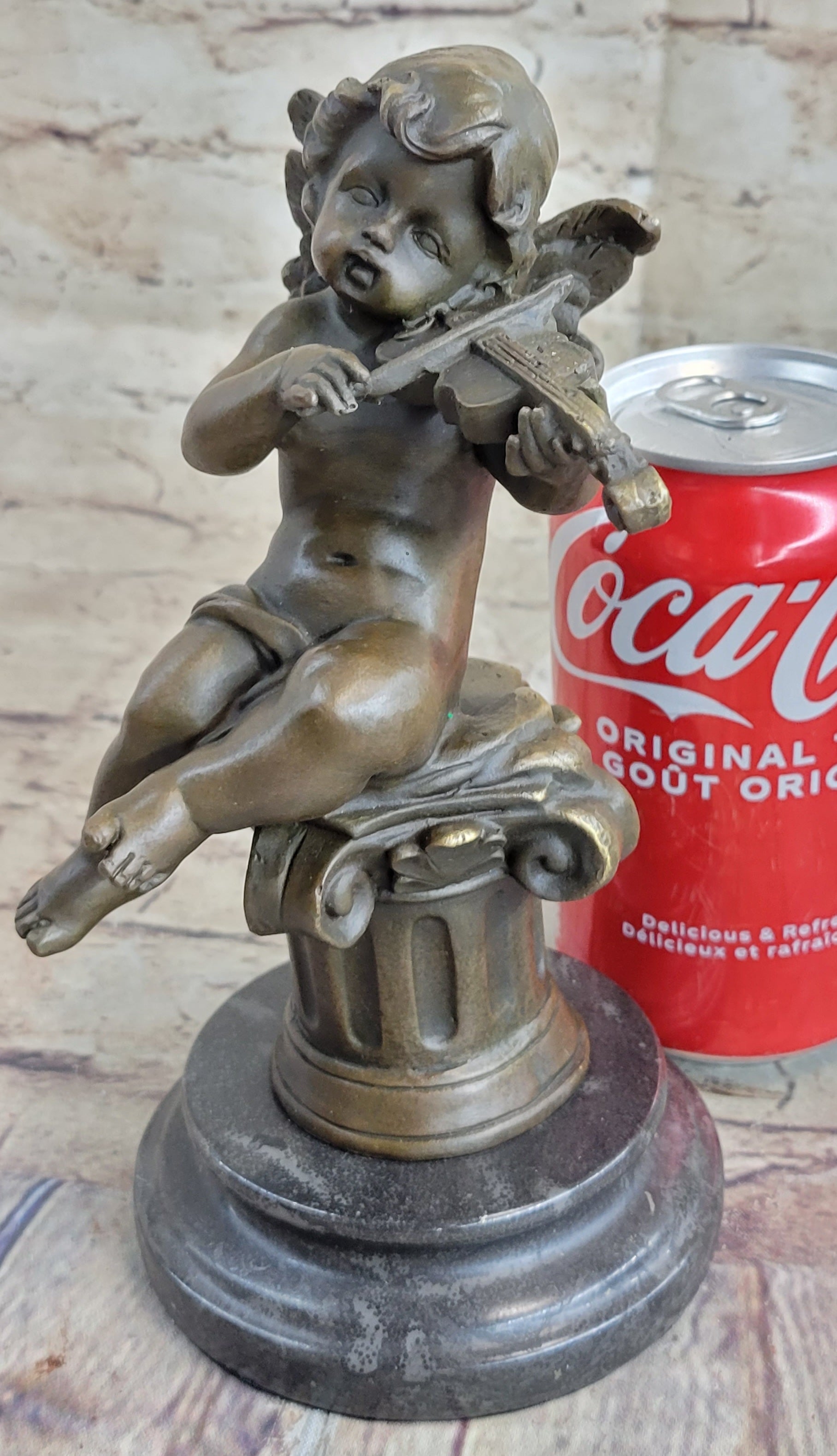 Bronze Cupid Angel Figure Statue - Vintage PUTTI Cherub Art Nouveau Art Deco