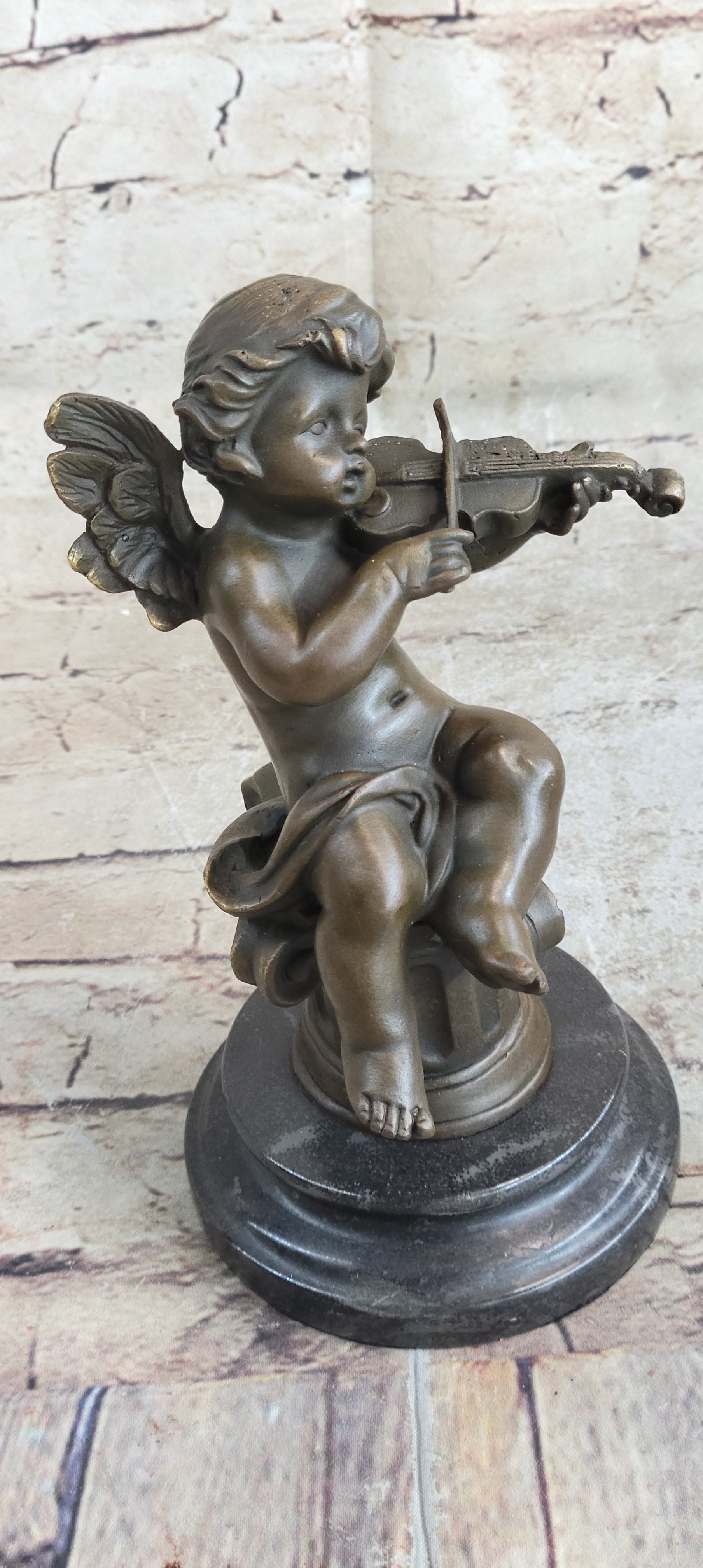 Bronze Cupid Angel Figure Statue - Vintage PUTTI Cherub Art Nouveau Art Deco