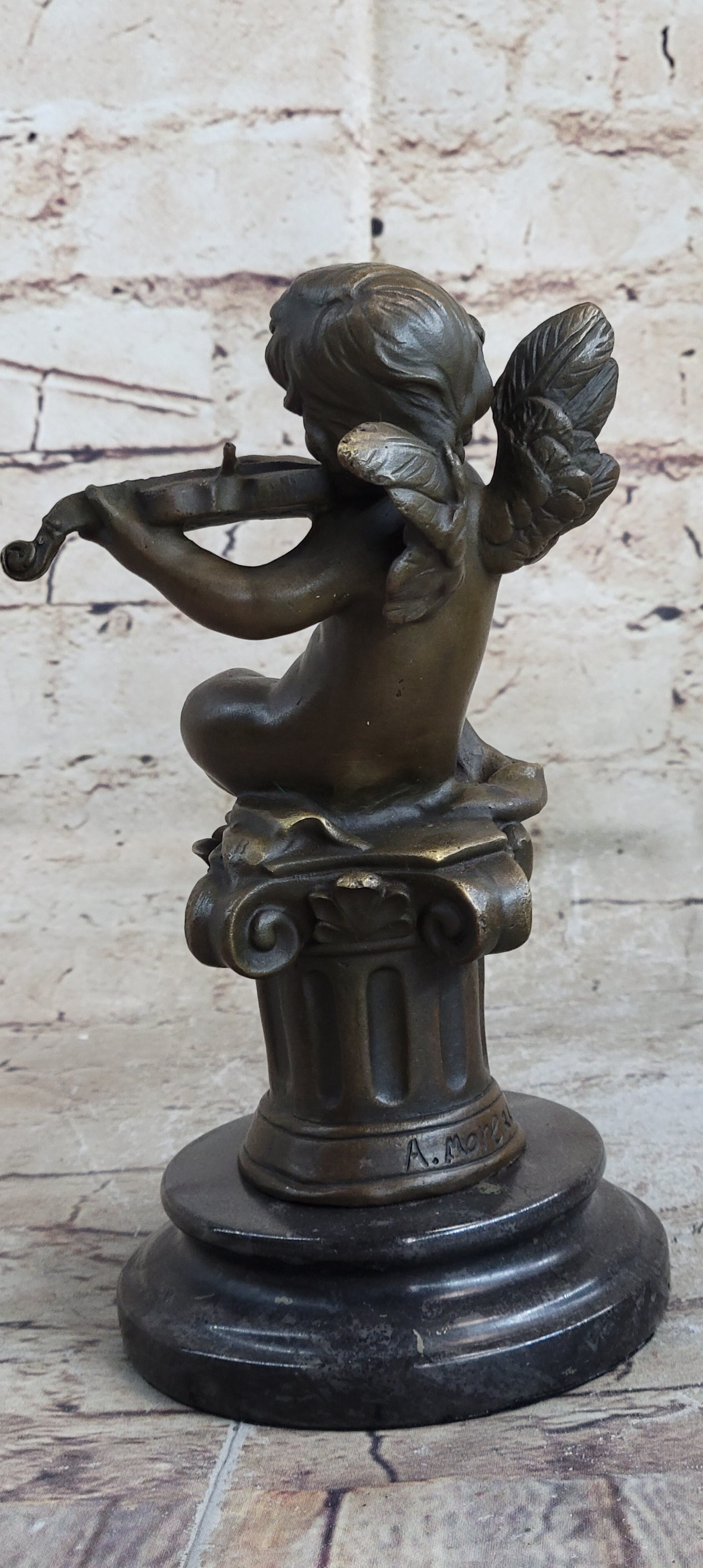 Bronze Cupid Angel Figure Statue - Vintage PUTTI Cherub Art Nouveau Art Deco