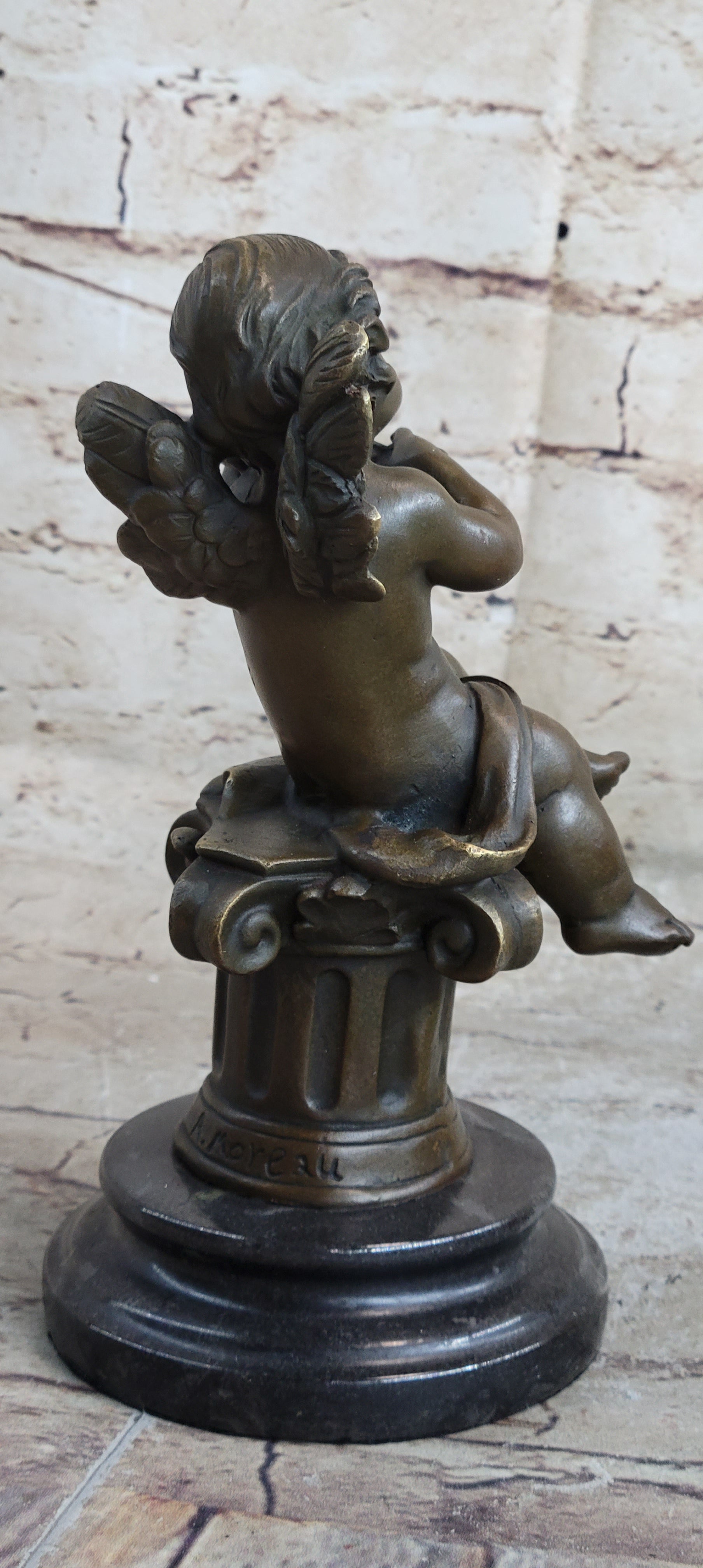 Bronze Cupid Angel Figure Statue - Vintage PUTTI Cherub Art Nouveau Art Deco