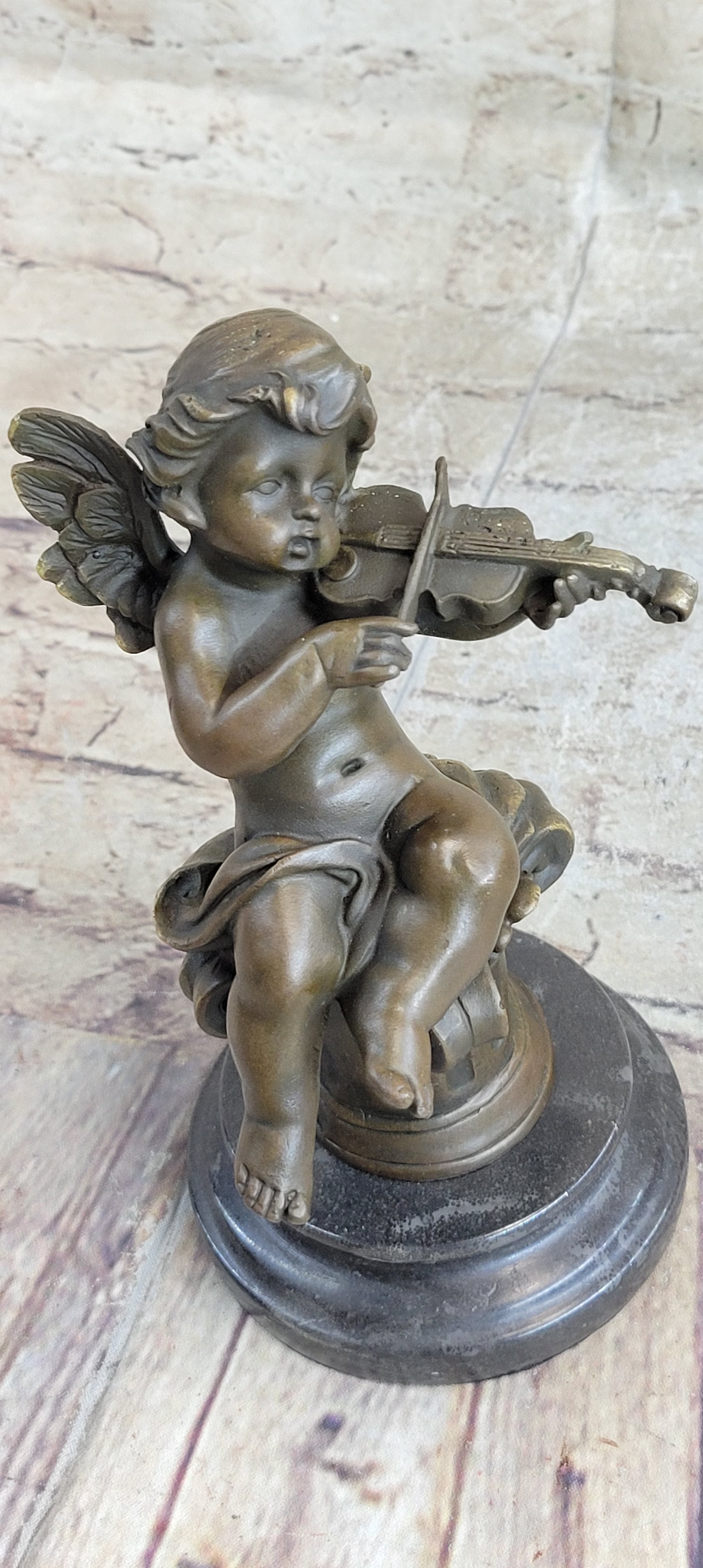 Bronze Cupid Angel Figure Statue - Vintage PUTTI Cherub Art Nouveau Art Deco