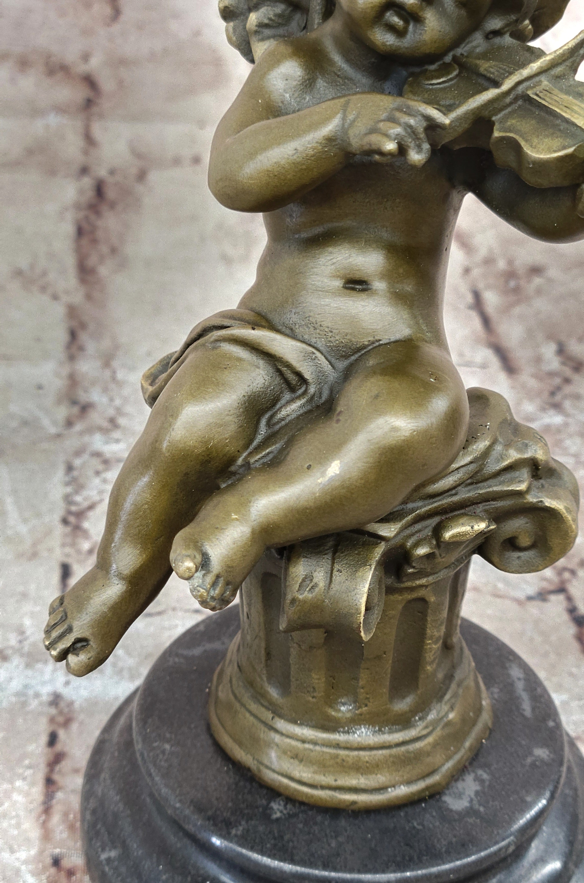 Bronze Cupid Angel Figure Statue - Vintage PUTTI Cherub Art Nouveau Art Deco