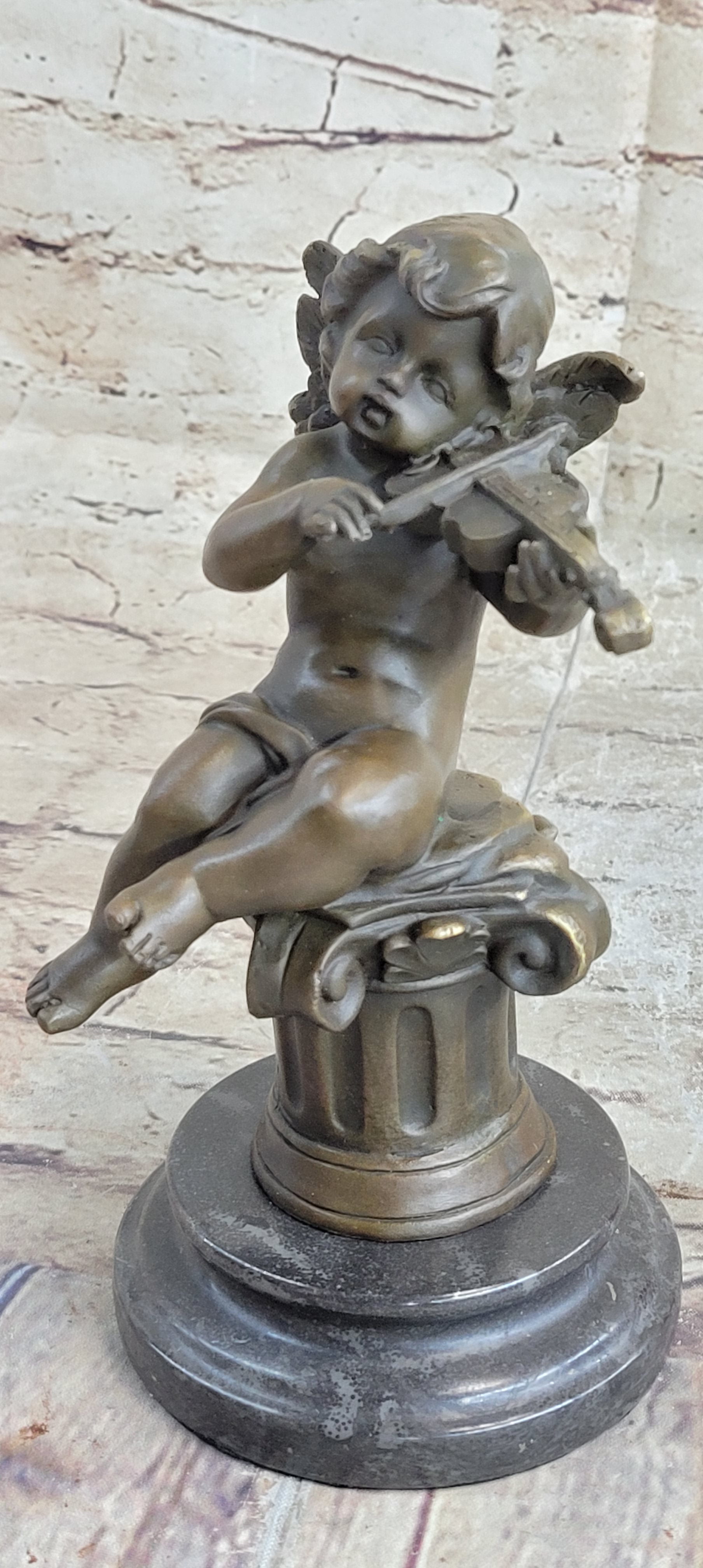 Bronze Cupid Angel Figure Statue - Vintage PUTTI Cherub Art Nouveau Art Deco