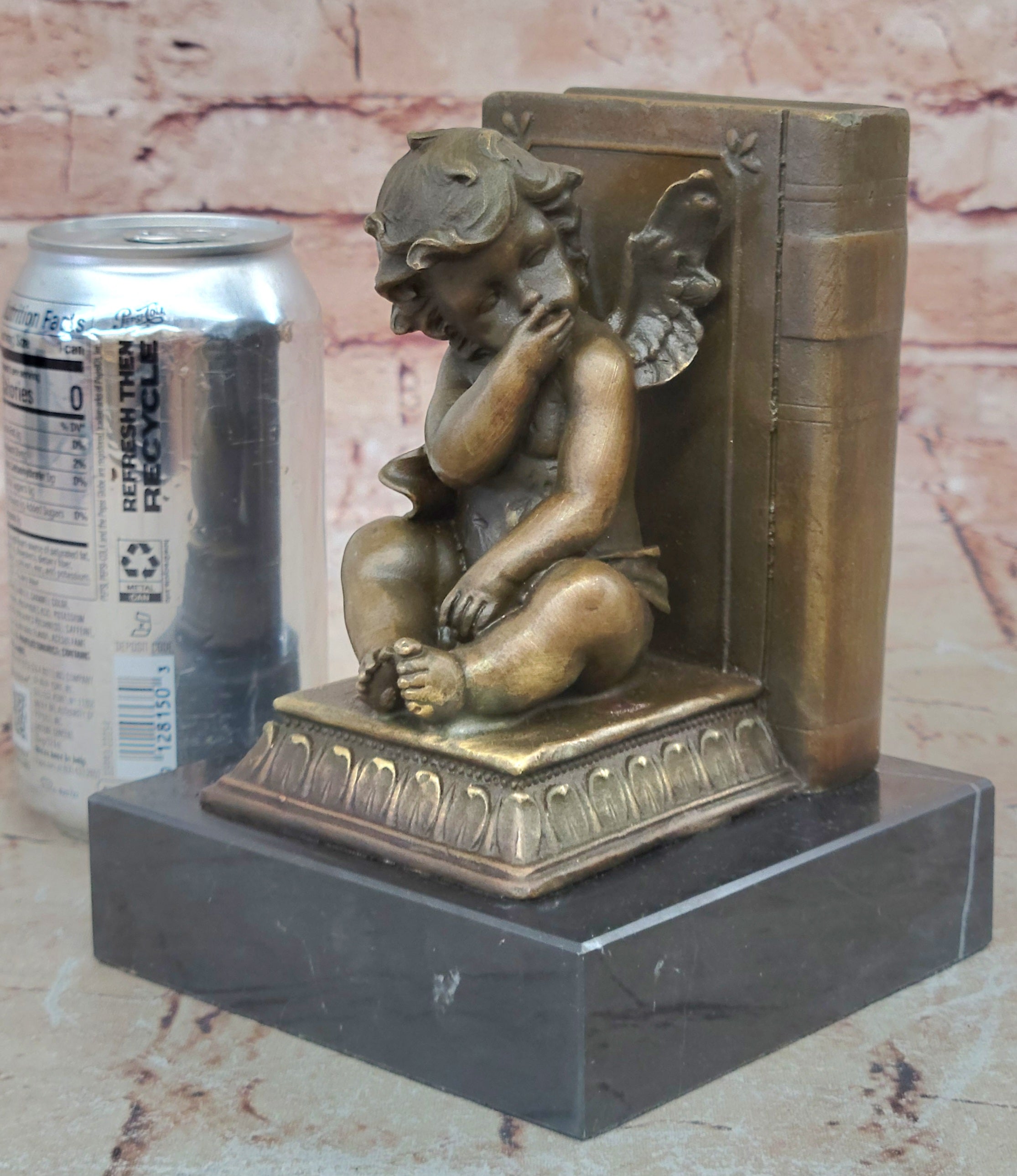 Art Deco Hot Cast by Lost wax Method Angel Puti Cherubs Bronze Sculpture Marble