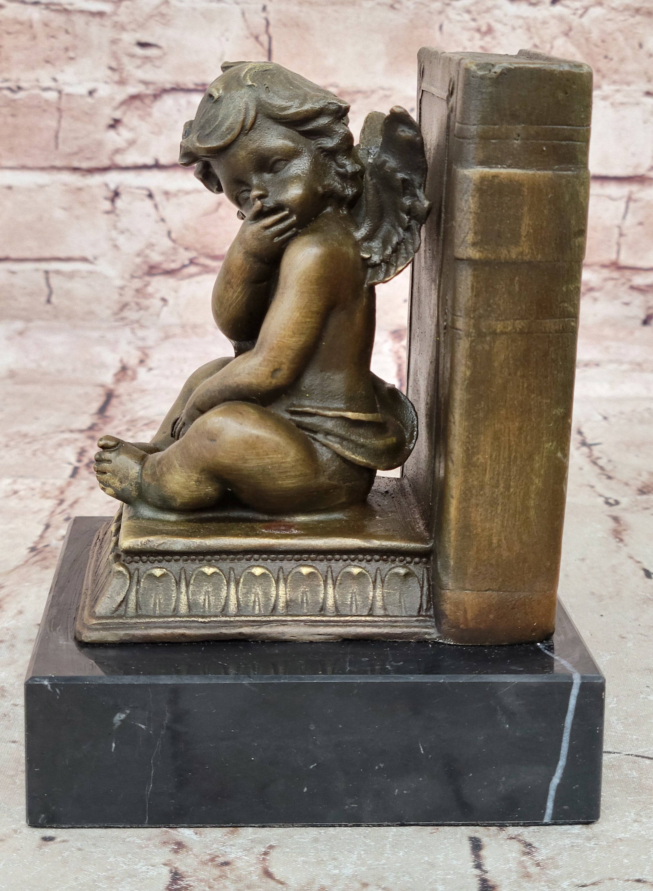 Art Deco Hot Cast by Lost wax Method Angel Puti Cherubs Bronze Sculpture Marble