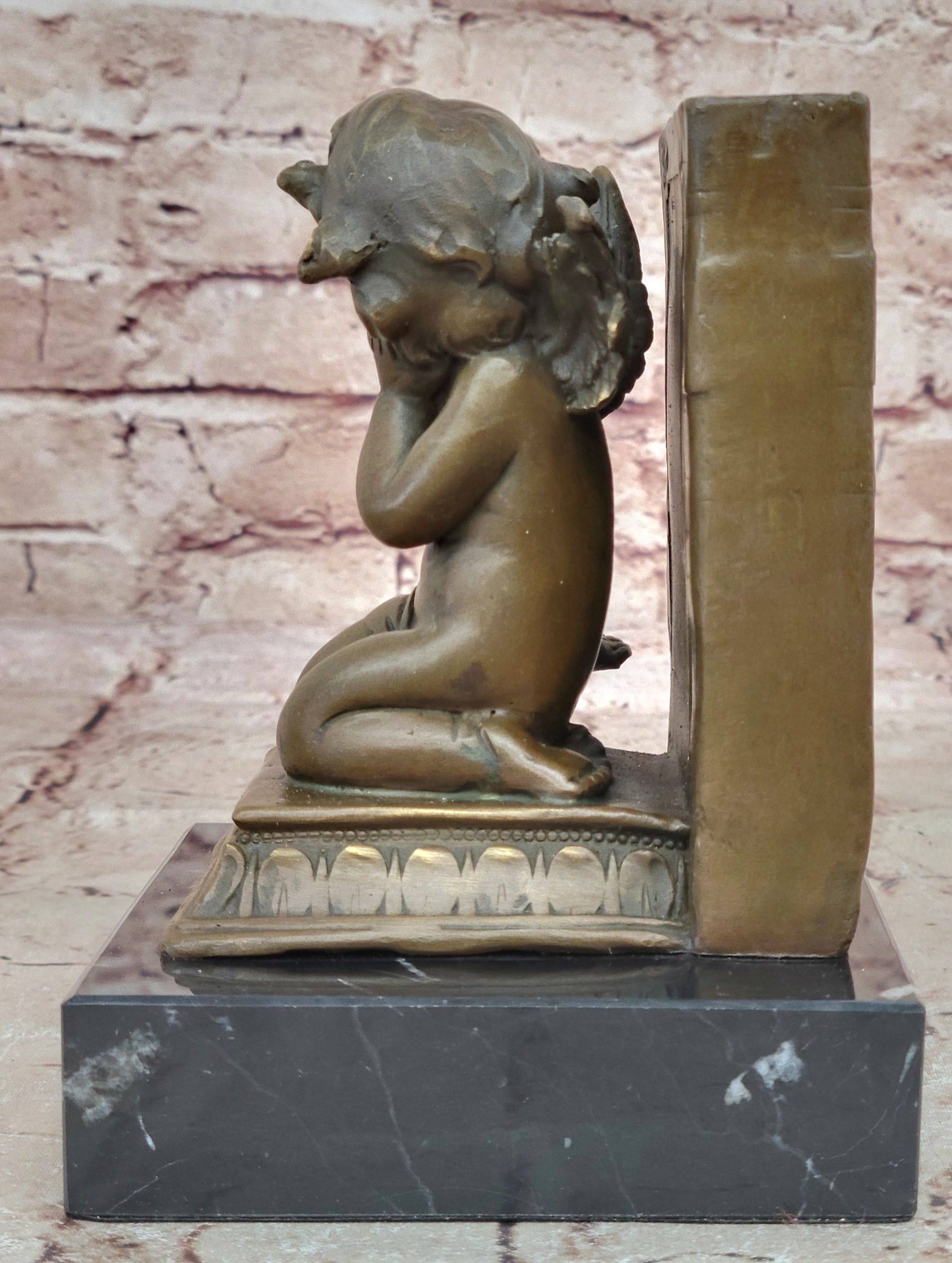 Hot Cast Angel With Wings Bookends Bronze Sculpture by Moreau Figurine Figure