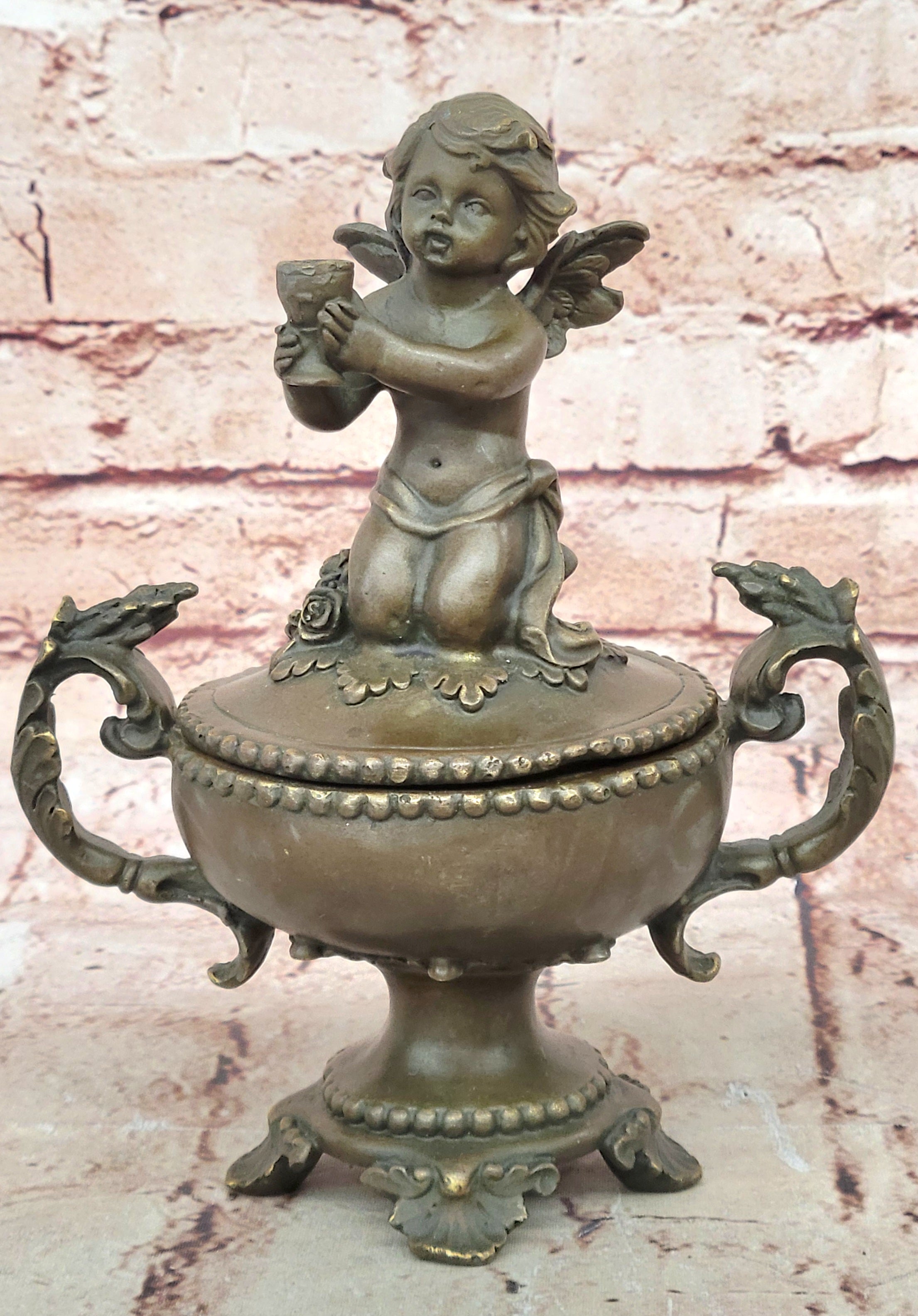 Bronze Statue Trinket Jewel Box Art Nouveau Home Office Decoration Decor Sale