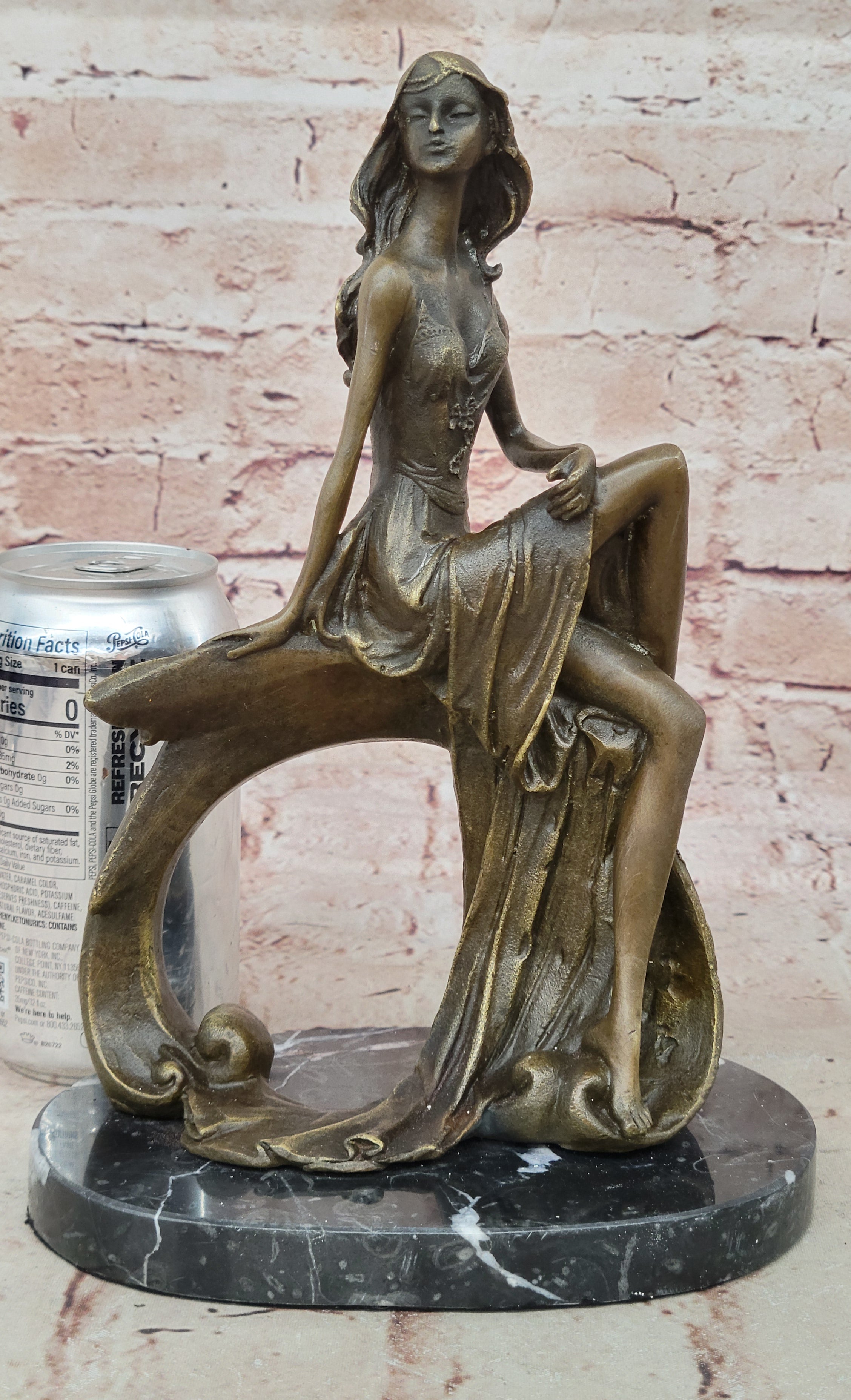 Art Deco Sculpture Nude Girl Woman Naked Goddess Bronze Statue Figurine