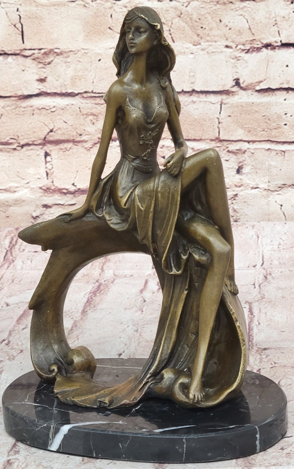 Art Deco Sculpture Nude Girl Woman Naked Goddess Bronze Statue Figurine