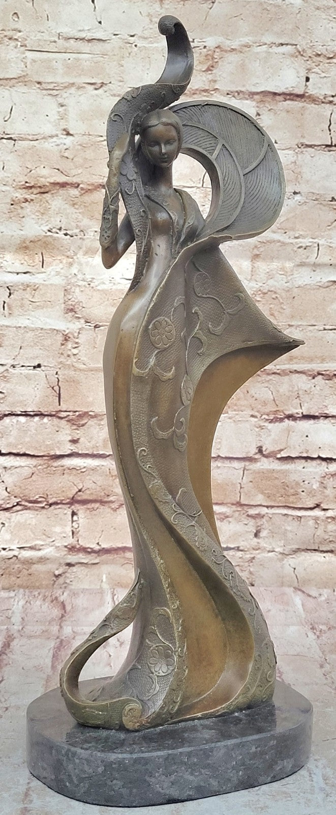 Art Nouveau Signed Kassin Fashion Dancer Designer Bronze Sculpture Decoration