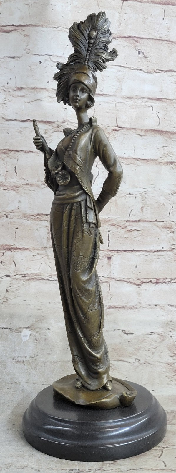 Handcrafted Art Nouveau Fashion Model Designer Bronze Home Office Decor