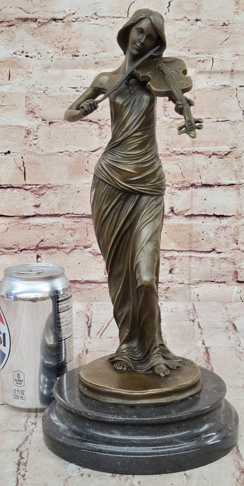 Bronze Sculpture Female Classic Violin Player Musician Music Lost Wax Statue