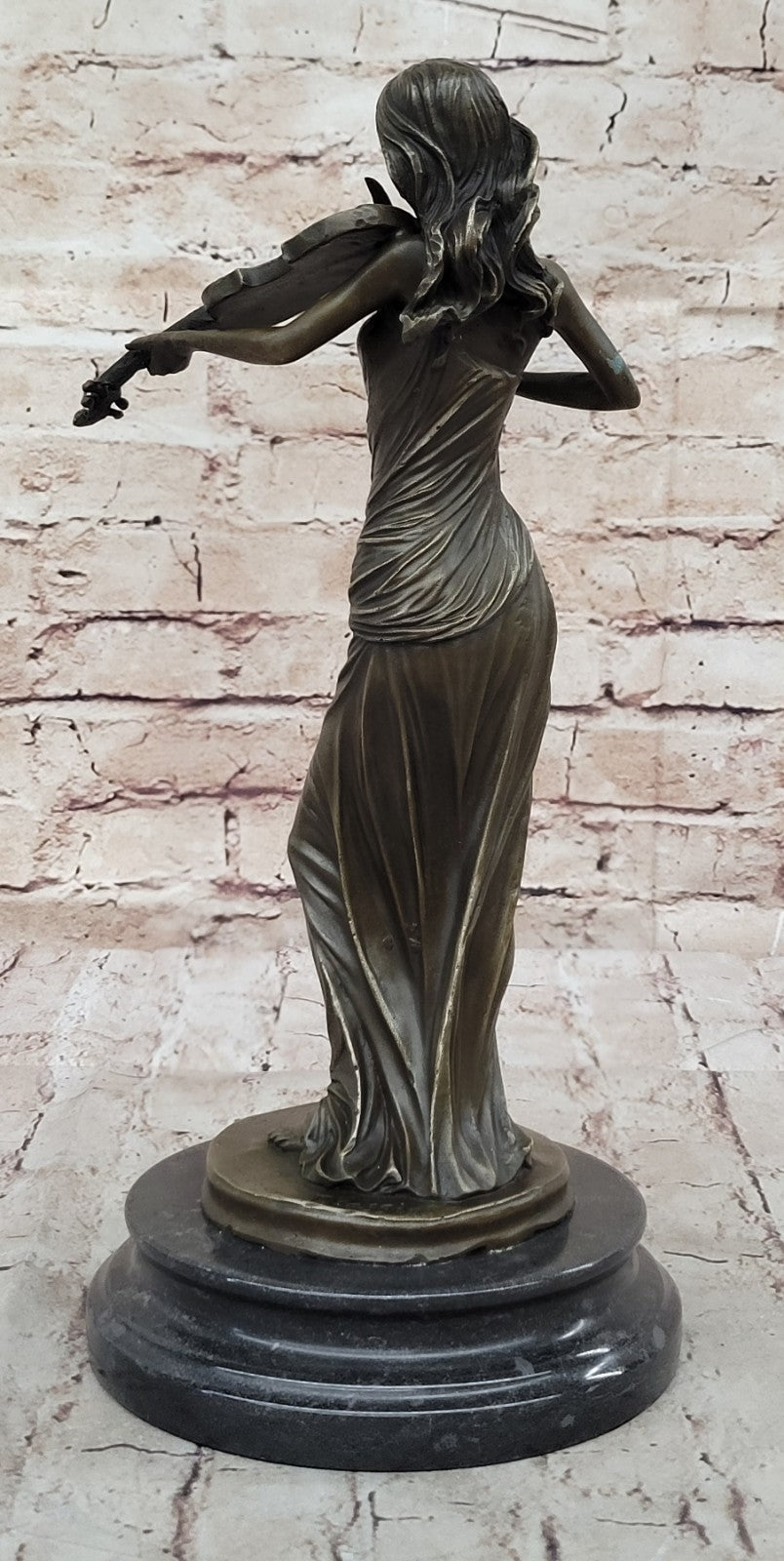 Bronze Sculpture Female Classic Violin Player Musician Music Lost Wax Statue