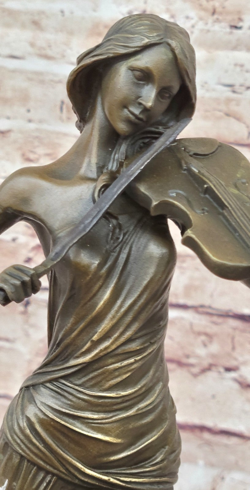 Bronze Sculpture Female Classic Violin Player Musician Music Lost Wax Statue