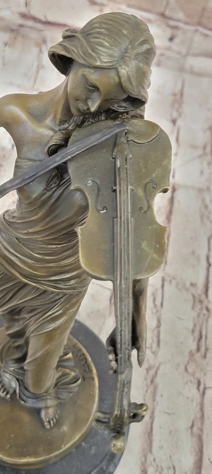 Bronze Sculpture Female Classic Violin Player Musician Music Lost Wax Statue