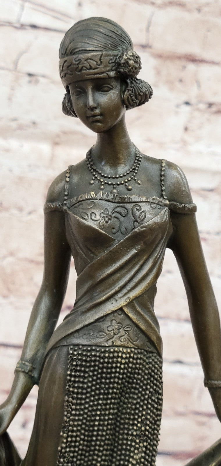Art Nouveau Sexy Woman wearing Jewelry Very Detailed Bronze Sculpture Decor Sal