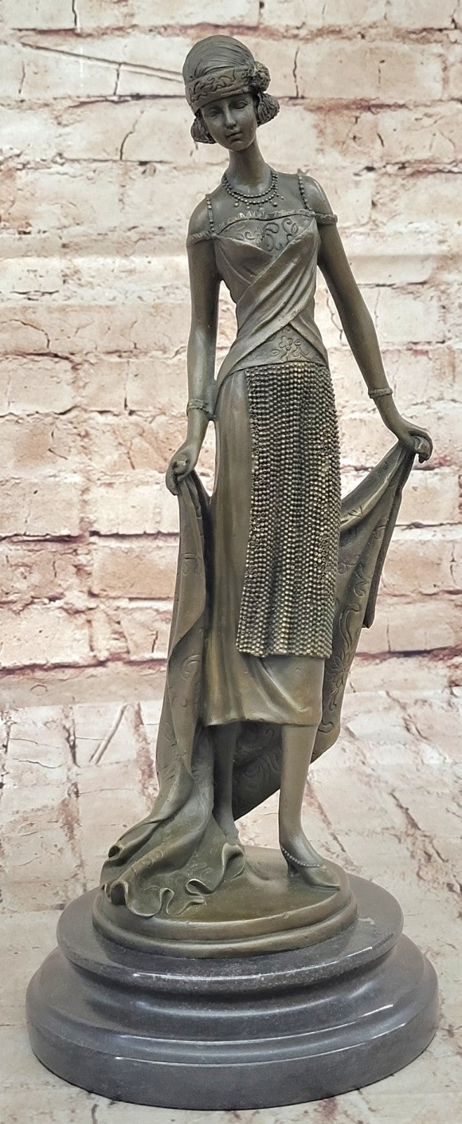 Art Nouveau Sexy Woman wearing Jewelry Very Detailed Bronze Sculpture Decor Sal