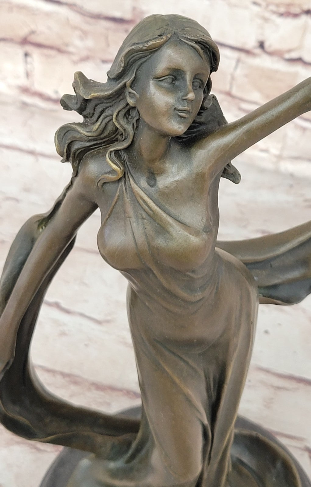 Handcrafted Collectible By Lost Wax Method Beautiful Maiden Bronze Sculpture
