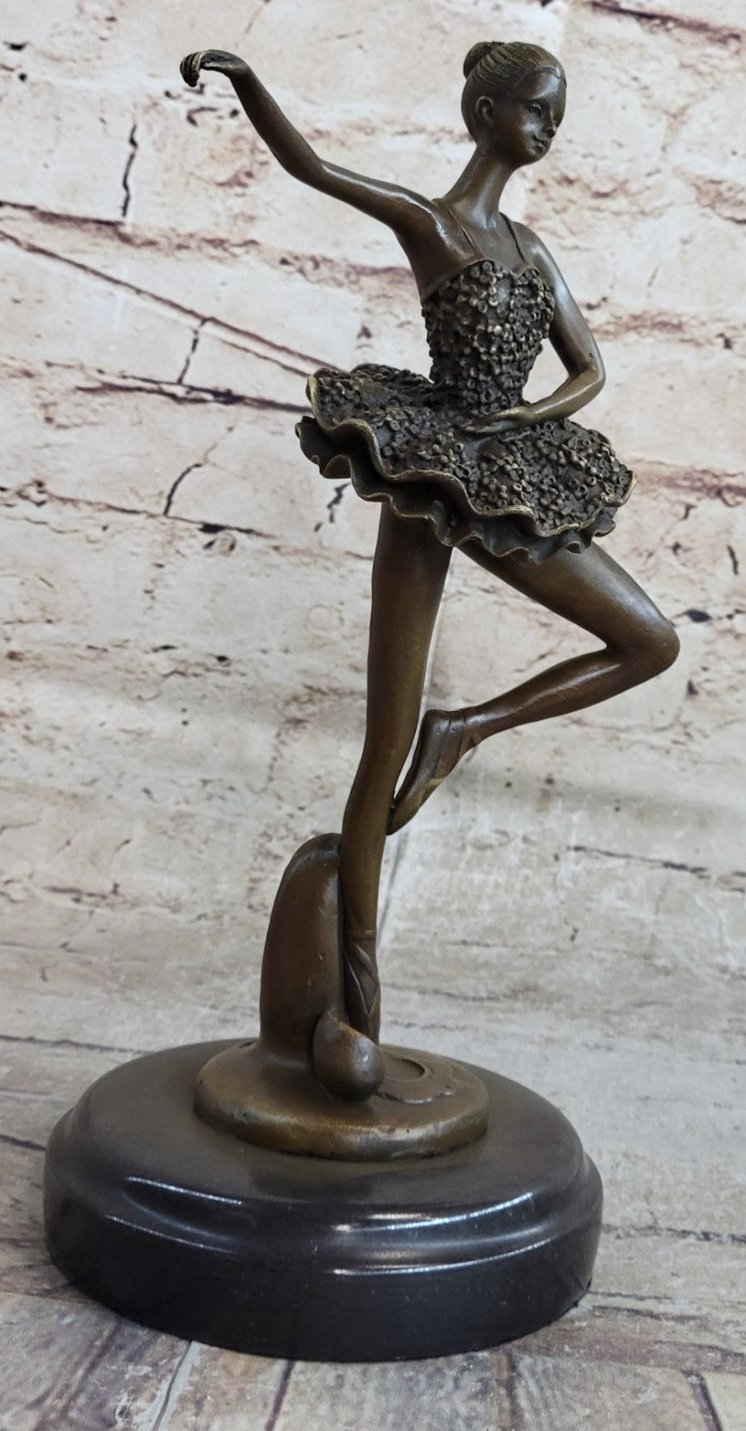 Handcrafted Detail Ballerina with Tutu Bronze Sculpture Signed Original Milo