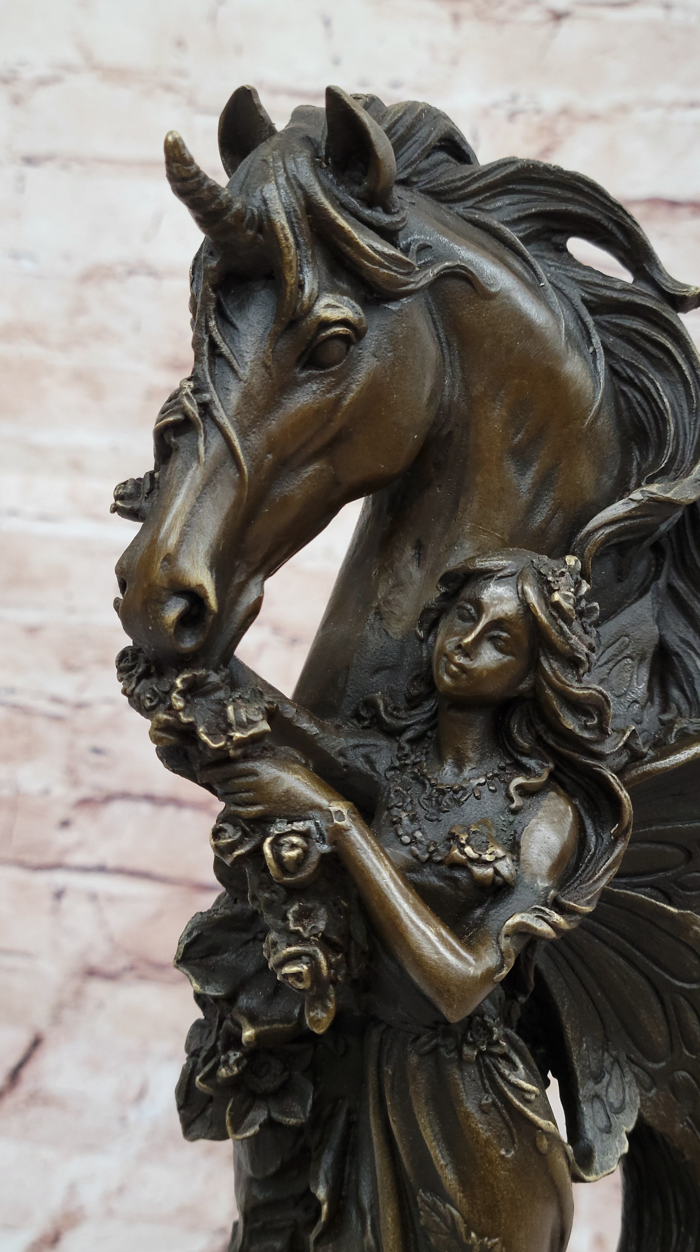 Sexy Fairy with Horse Bronze Sculpture Female Celestial Figure Gift Craft Orname