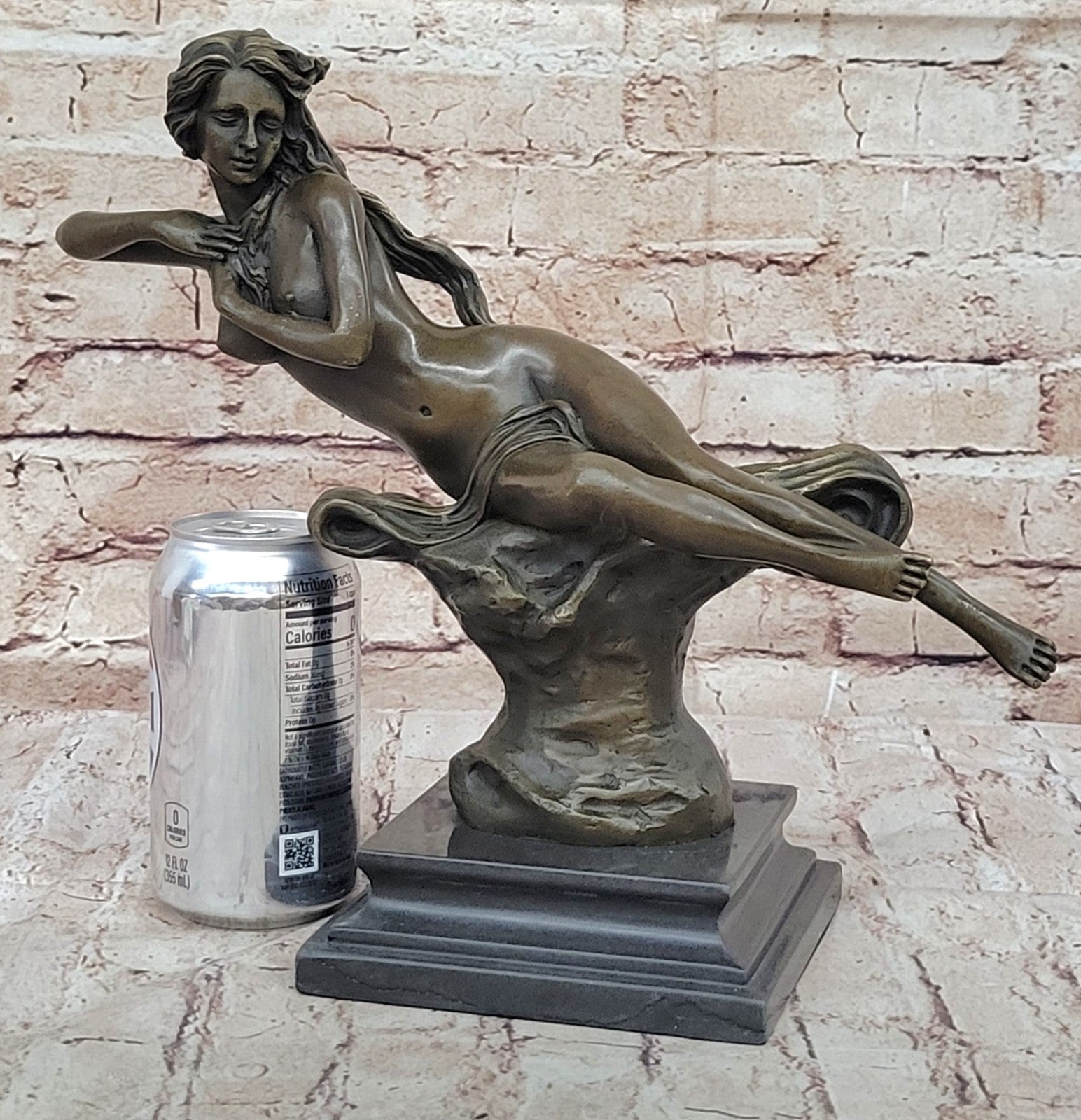 Art Deco Nude Erotic Nymph Bronze Statue Figure Marble Sculpture Figurine Gift