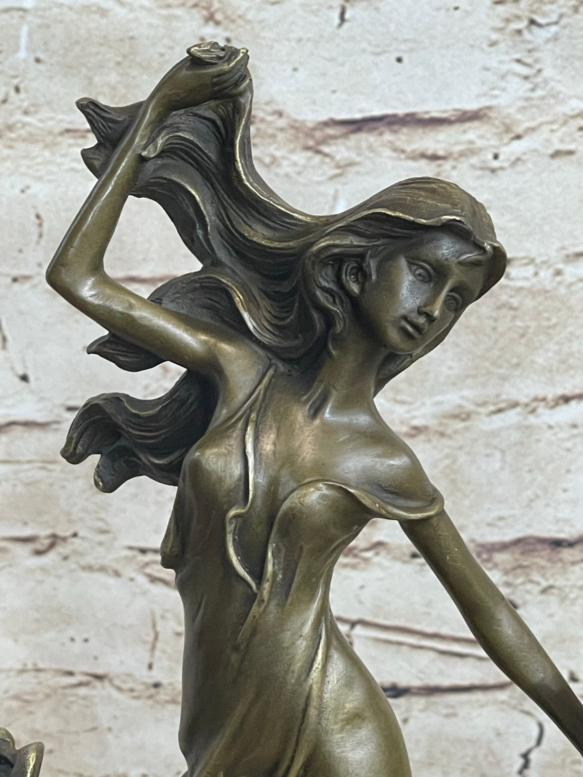 ART DECO BRONZE SEMINOLE FIGURE CANDLE HOLDER SCULPTURE ART FIGUIRNE MARBLE BASE