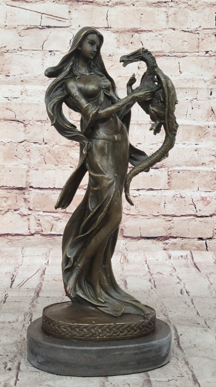 Erotic Woman Sexy Girl Bronze Sculpture Nymph Nude Statue Nouveau Figure Fantas