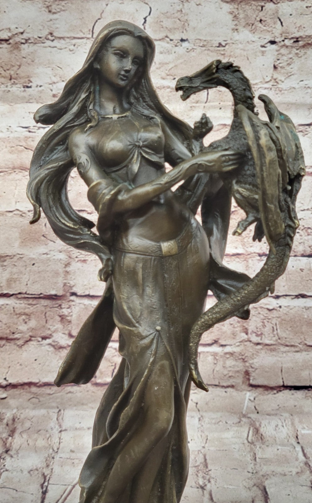 Erotic Woman Sexy Girl Bronze Sculpture Nymph Nude Statue Nouveau Figure Fantas