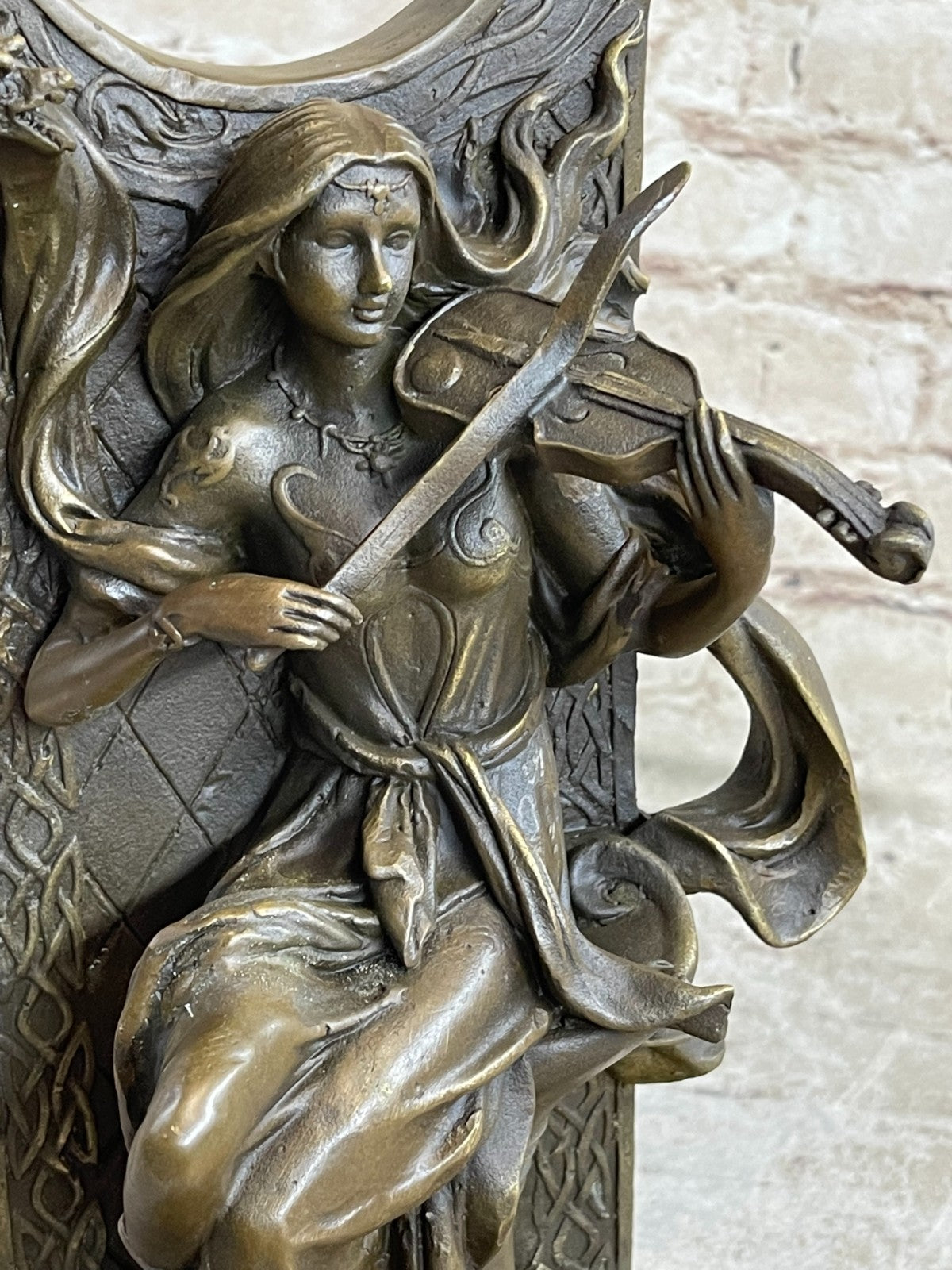 Bronze Hand Made Statue Statute A girl Holding Dragon Figurine Home Decoration