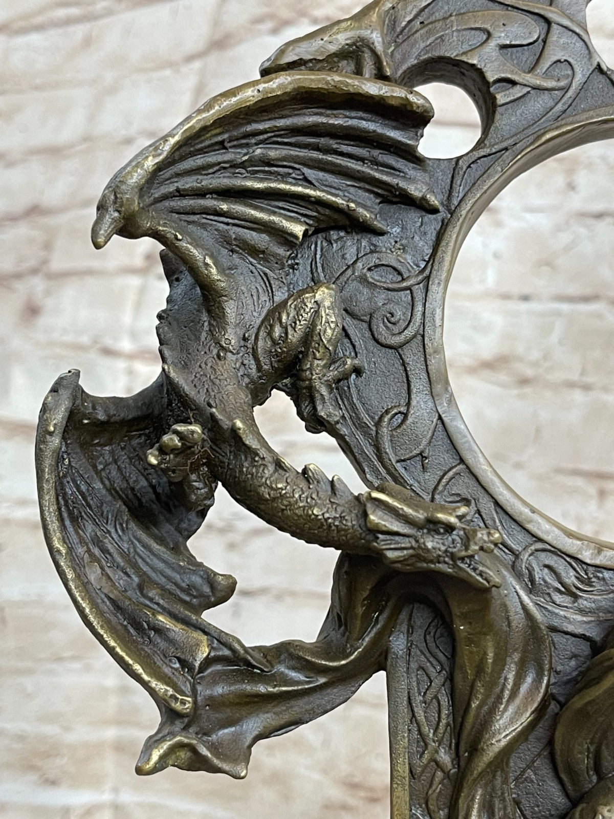Bronze Hand Made Statue Statute A girl Holding Dragon Figurine Home Decoration