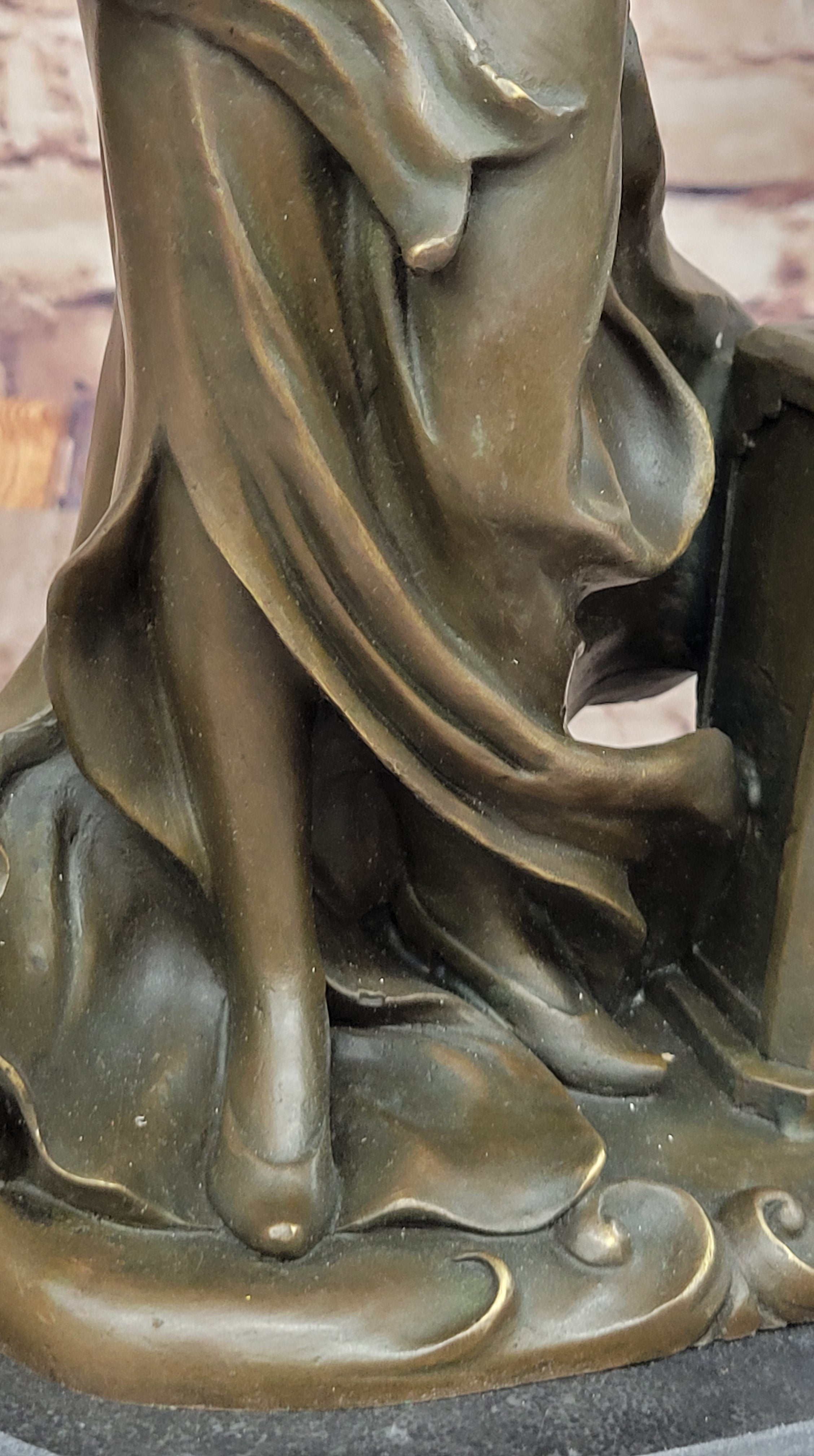 Handcrafted by Lost Wax Method Gorgeous Woman Posing for Picture Bronze Sculptur