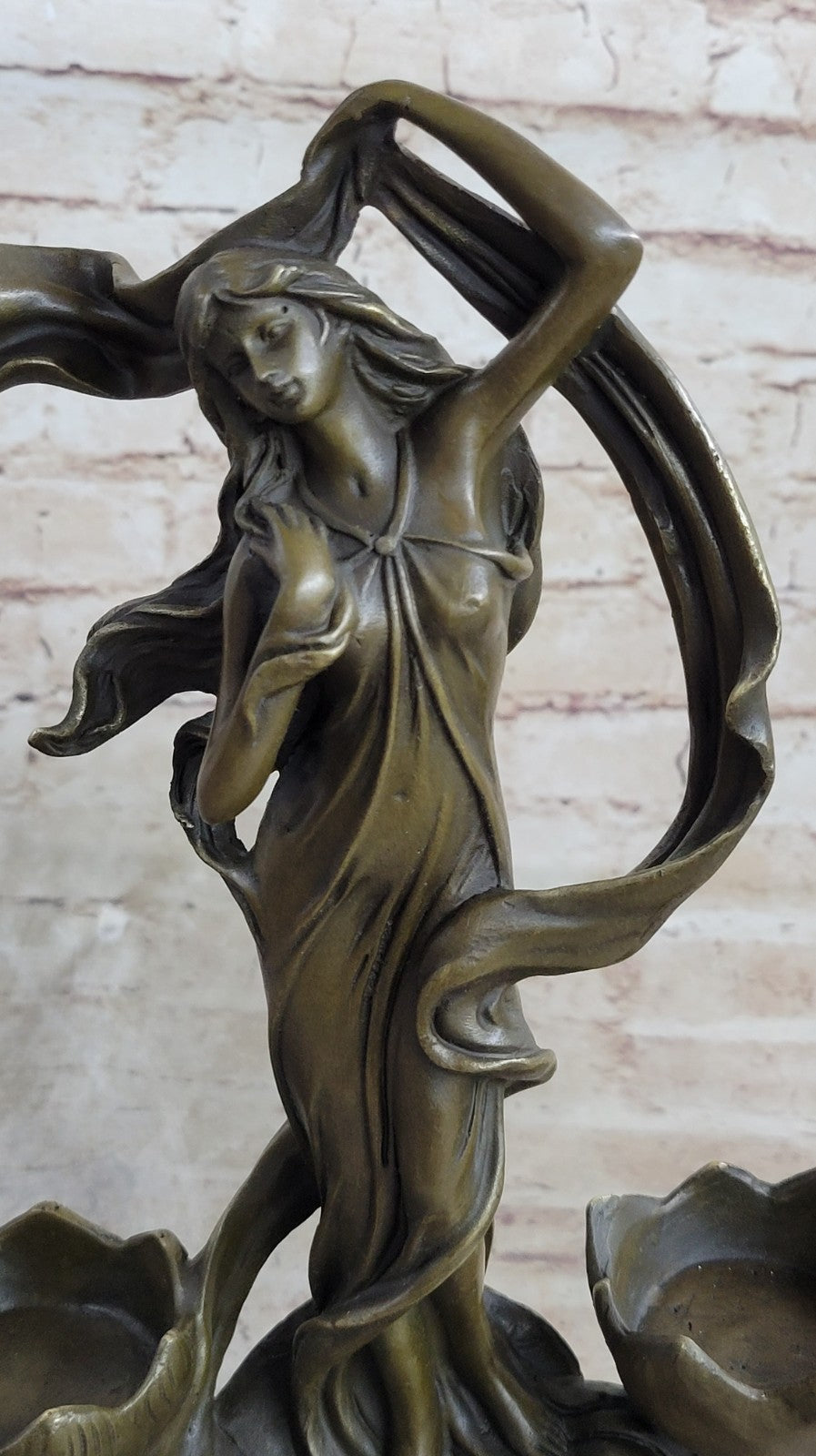 Bronze Sculpture Gorgeous Detailed Woman Candle Holder Masterpiece Statue Sale