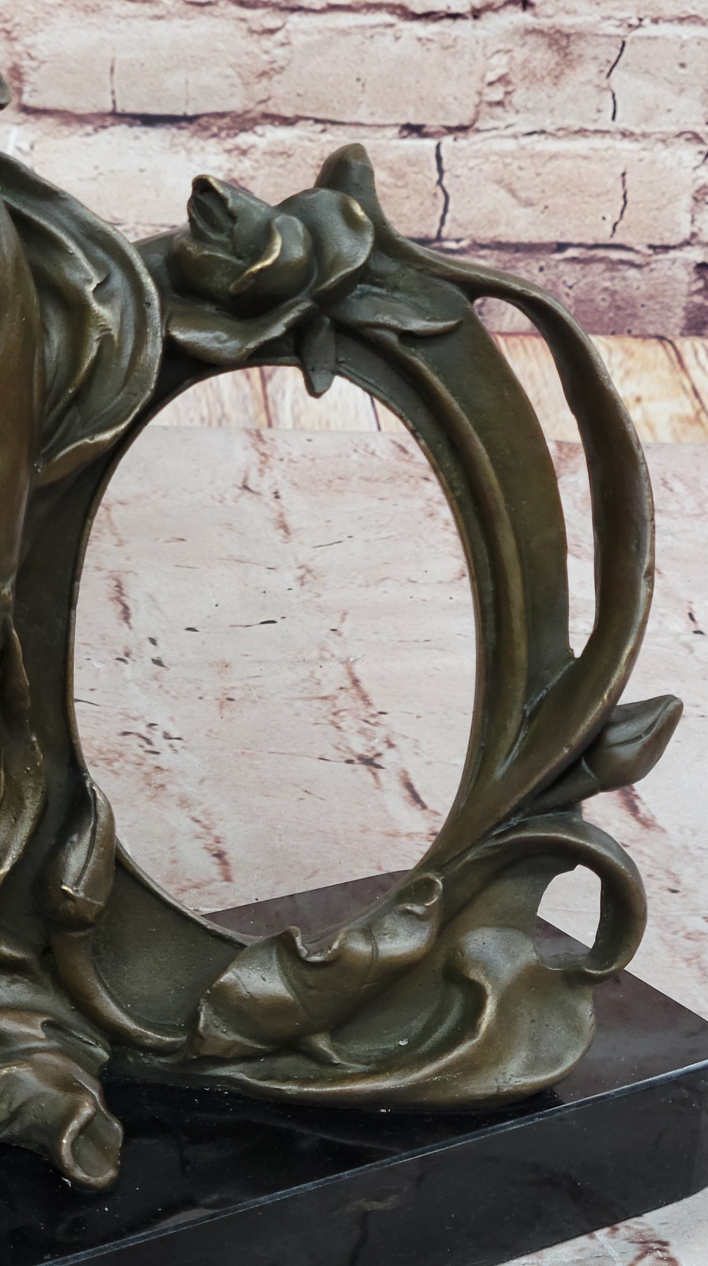 Art Nouveau Woman Floral Iris Moon Copper Metal Photo Picture Frame Hand Made