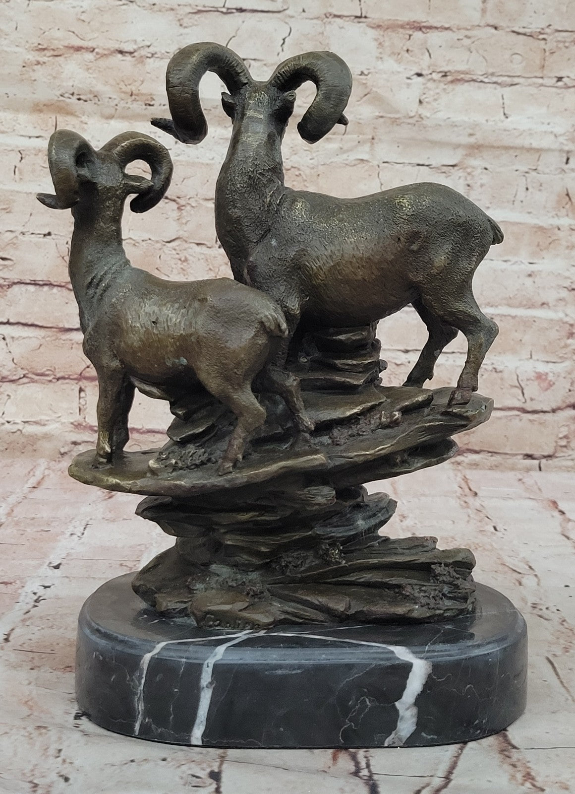 Handcrafted Bronze Trophy Rams Signed Original Canlien Sculpture Hot Cast Deal