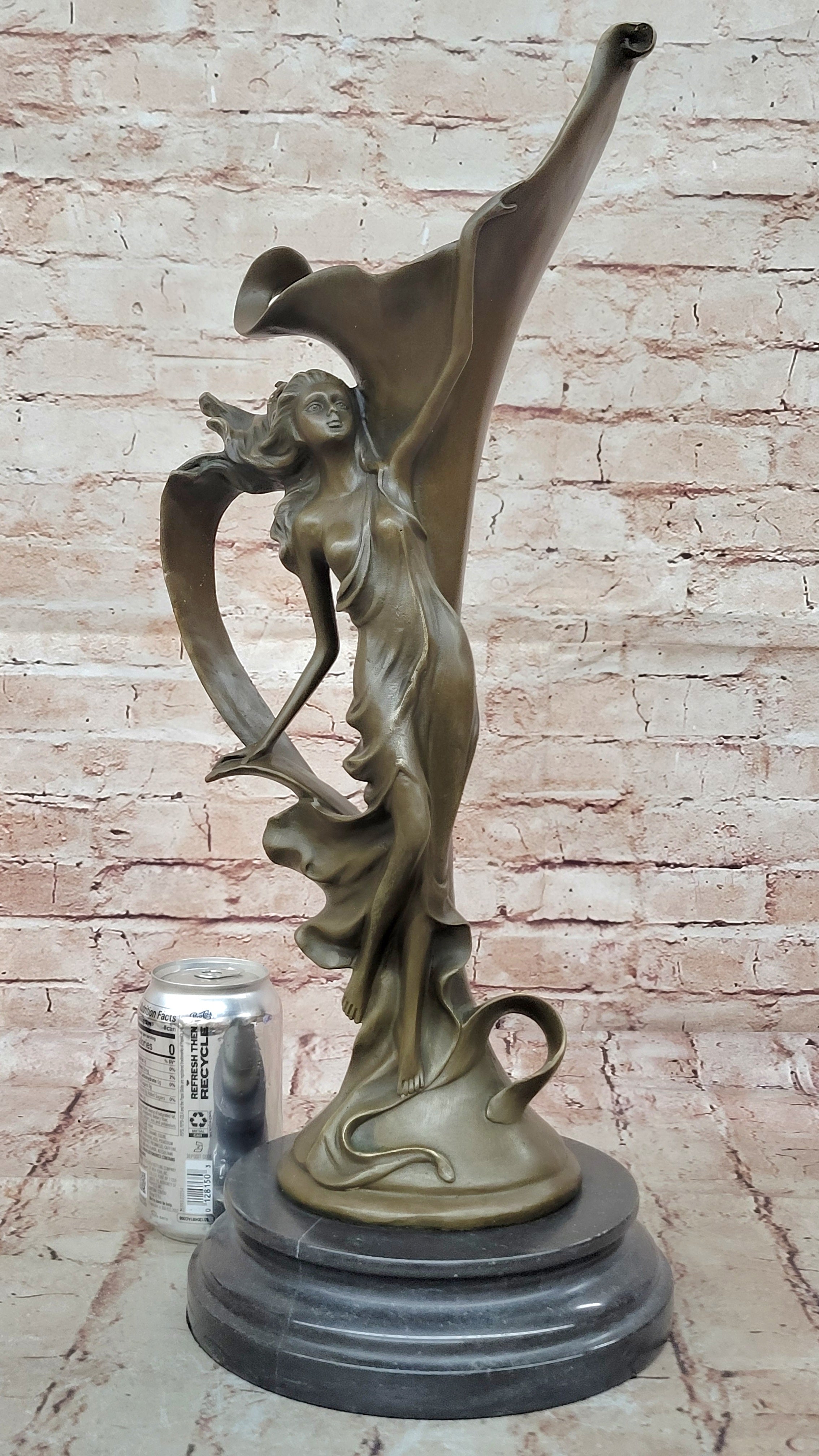 Bronze Sculpture Hand Made by Lost wax Method Sexy Nymph Masterpiece Figurine