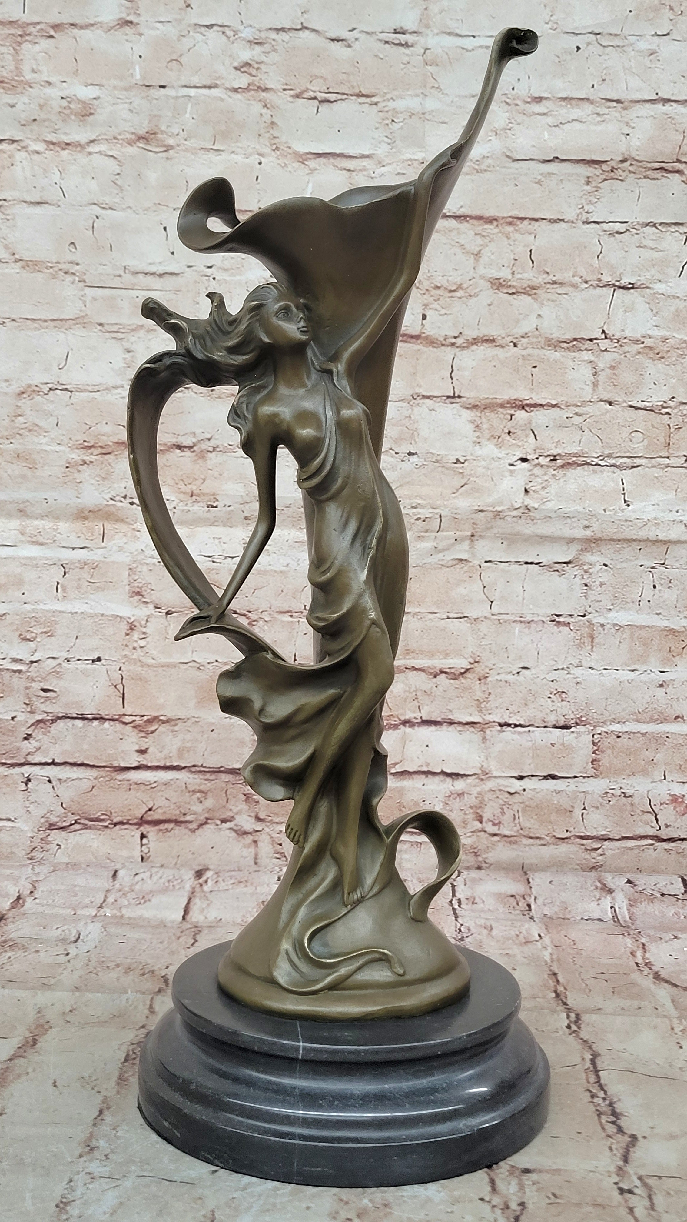 Bronze Sculpture Hand Made by Lost wax Method Sexy Nymph Masterpiece Figurine