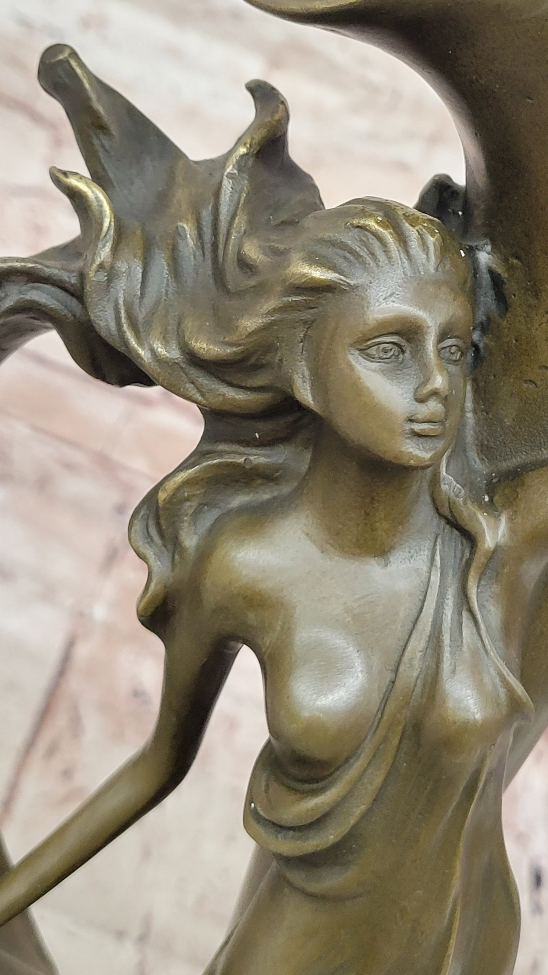 Bronze Sculpture Hand Made by Lost wax Method Sexy Nymph Masterpiece Figurine