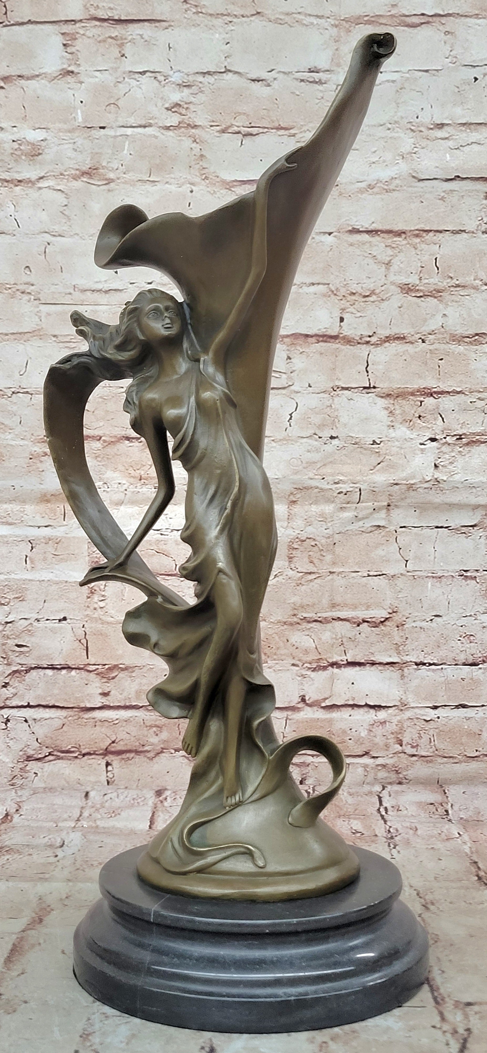 Bronze Sculpture Hand Made by Lost wax Method Sexy Nymph Masterpiece Figurine