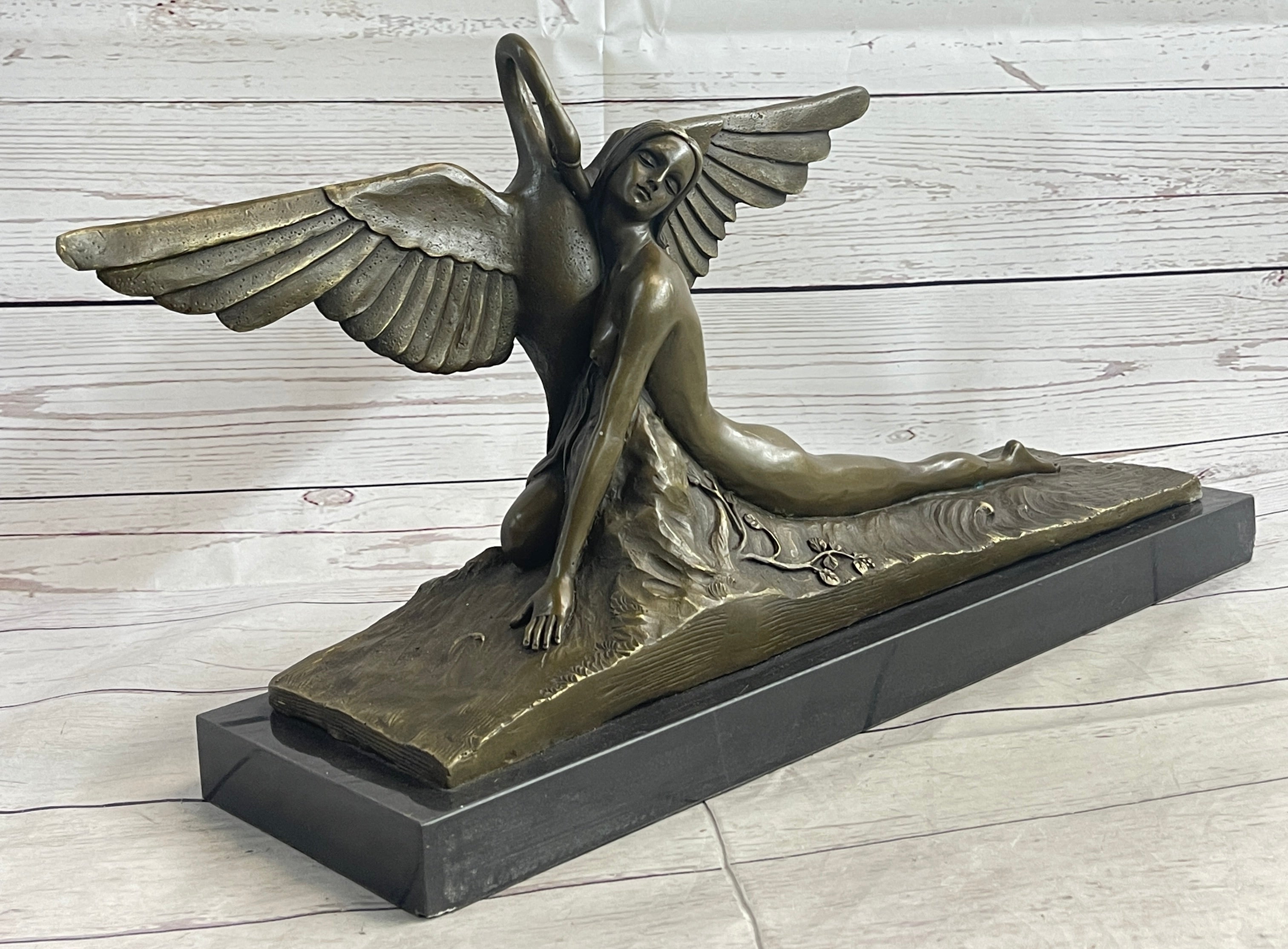 LEDA AND SWAN CLASSIC ARTWORK NUDE BRONZE SCULPTURE STATUE MYTHICAL GREEK GIFT