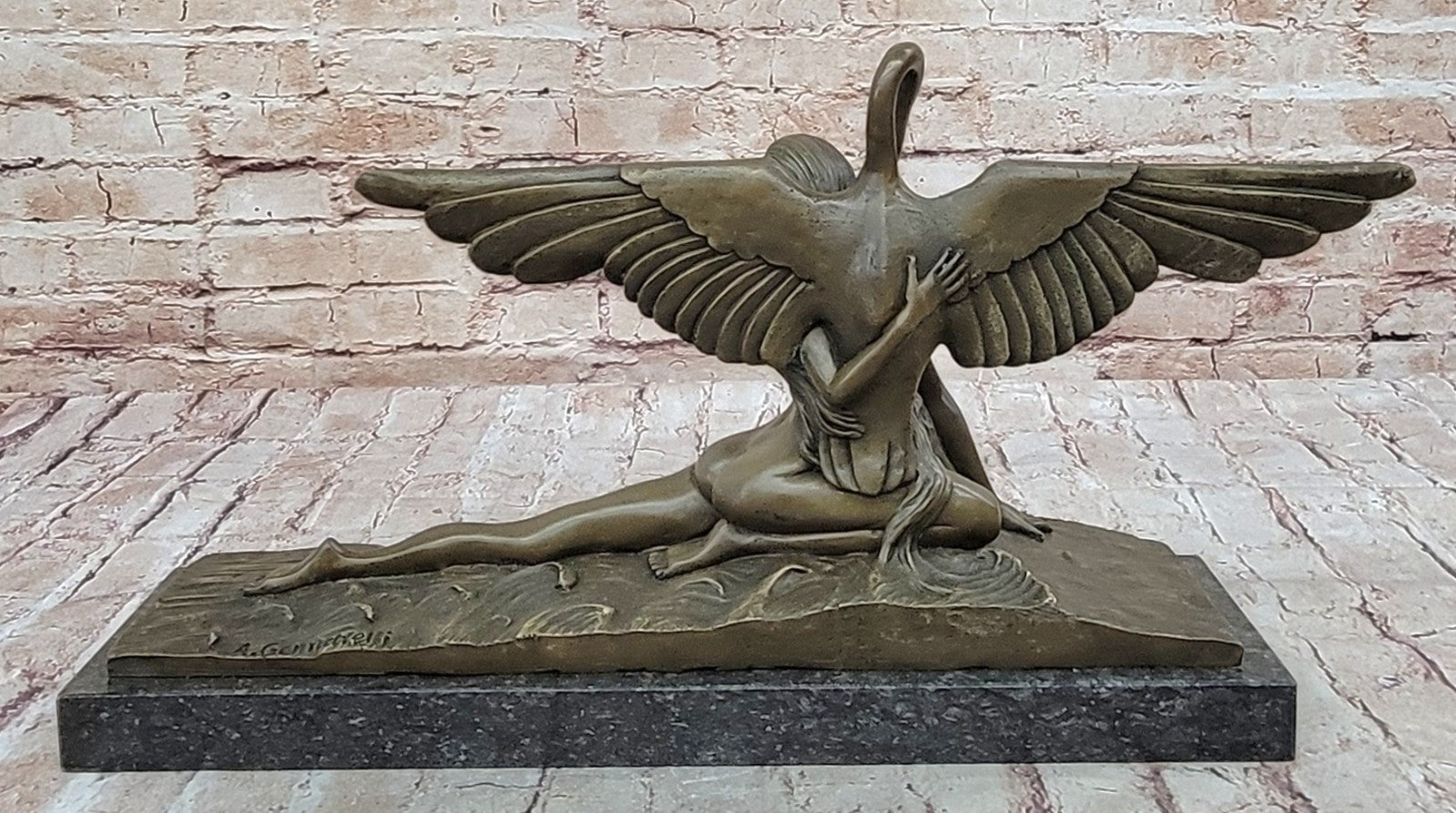 LEDA AND SWAN CLASSIC ARTWORK NUDE BRONZE SCULPTURE STATUE MYTHICAL GREEK GIFT