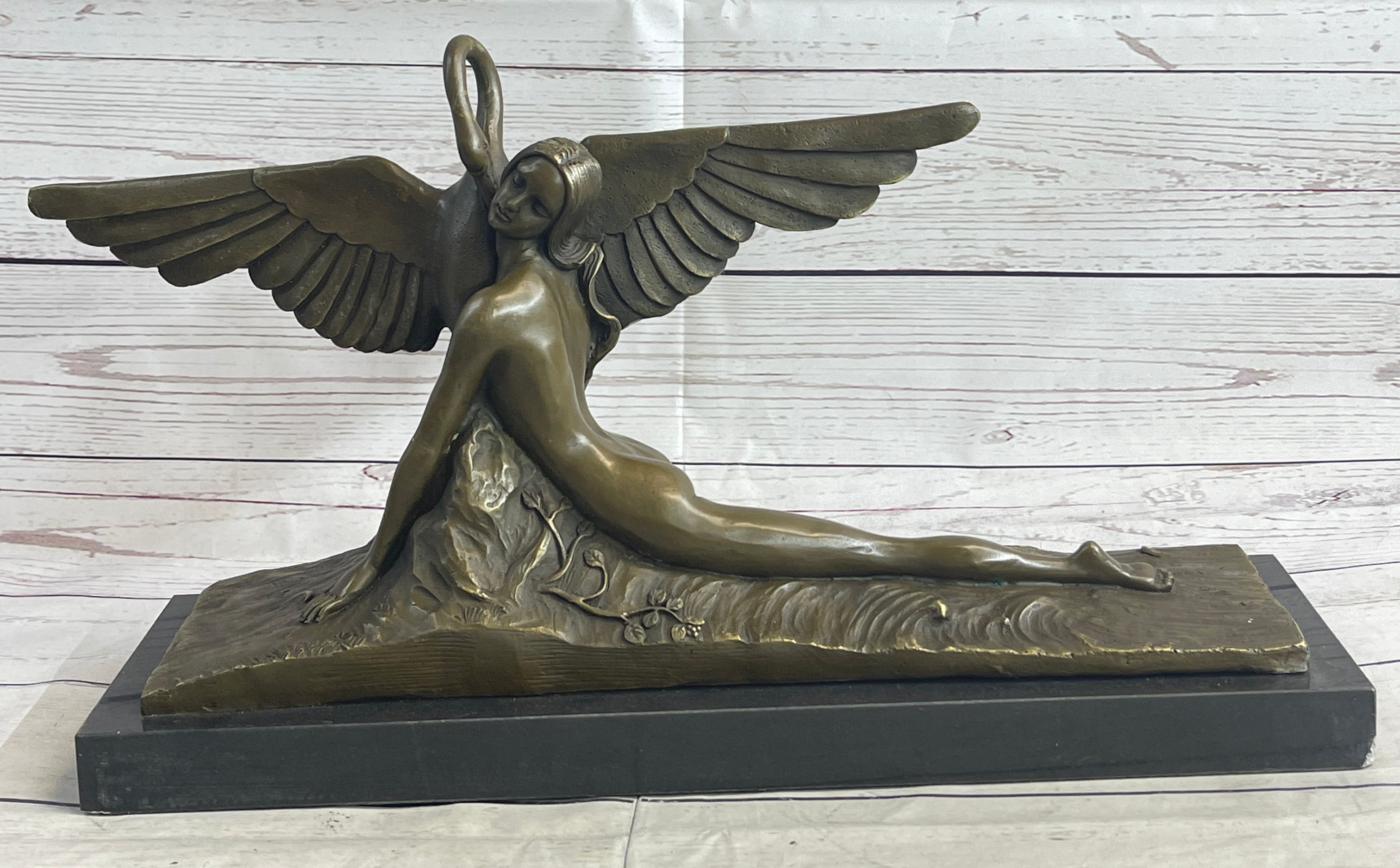 LEDA AND SWAN CLASSIC ARTWORK NUDE BRONZE SCULPTURE STATUE MYTHICAL GREEK GIFT