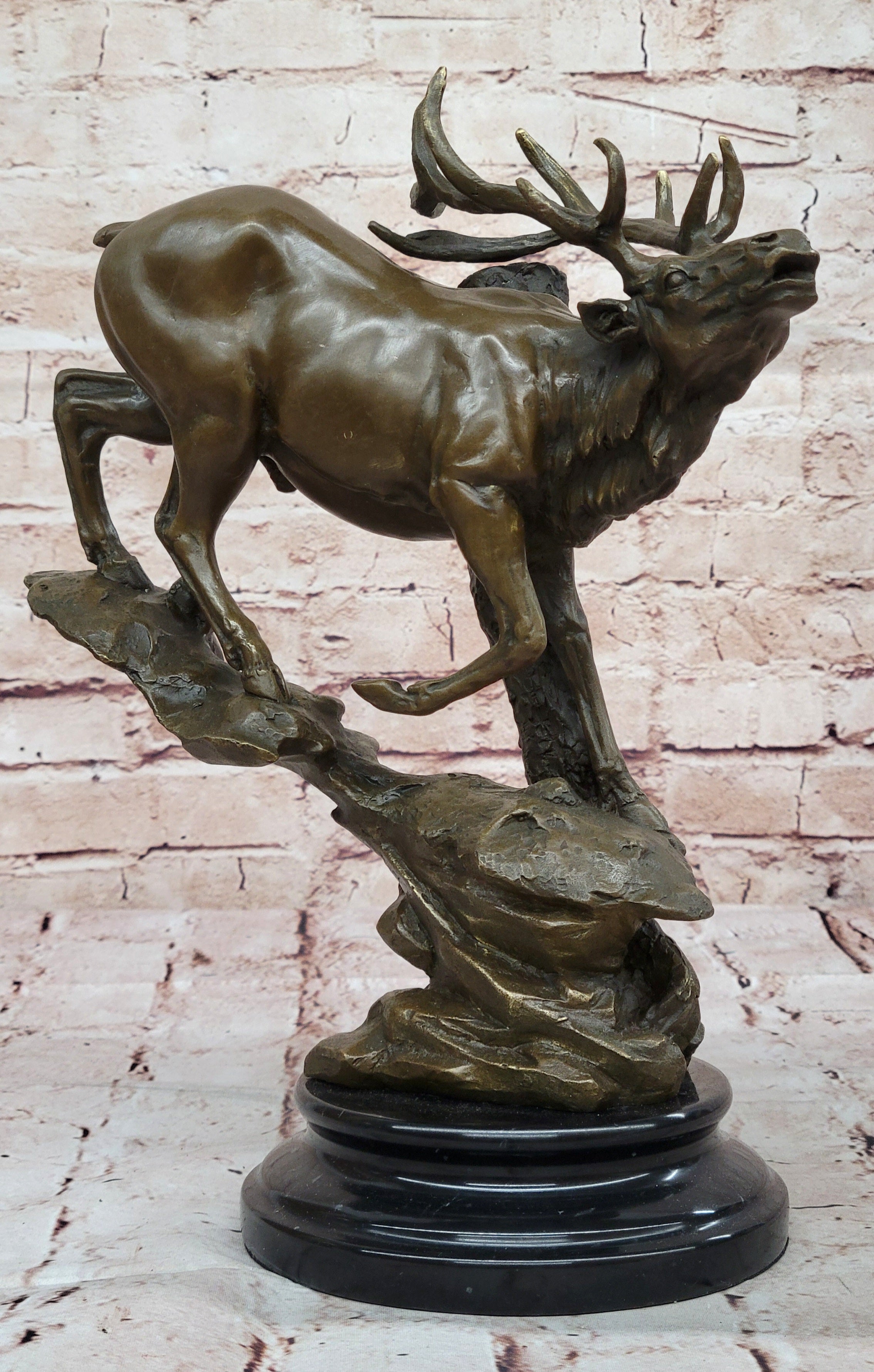 Handcrafted bronze sculpture SALE Caribo Deer Mountain Elk Male Original Signed