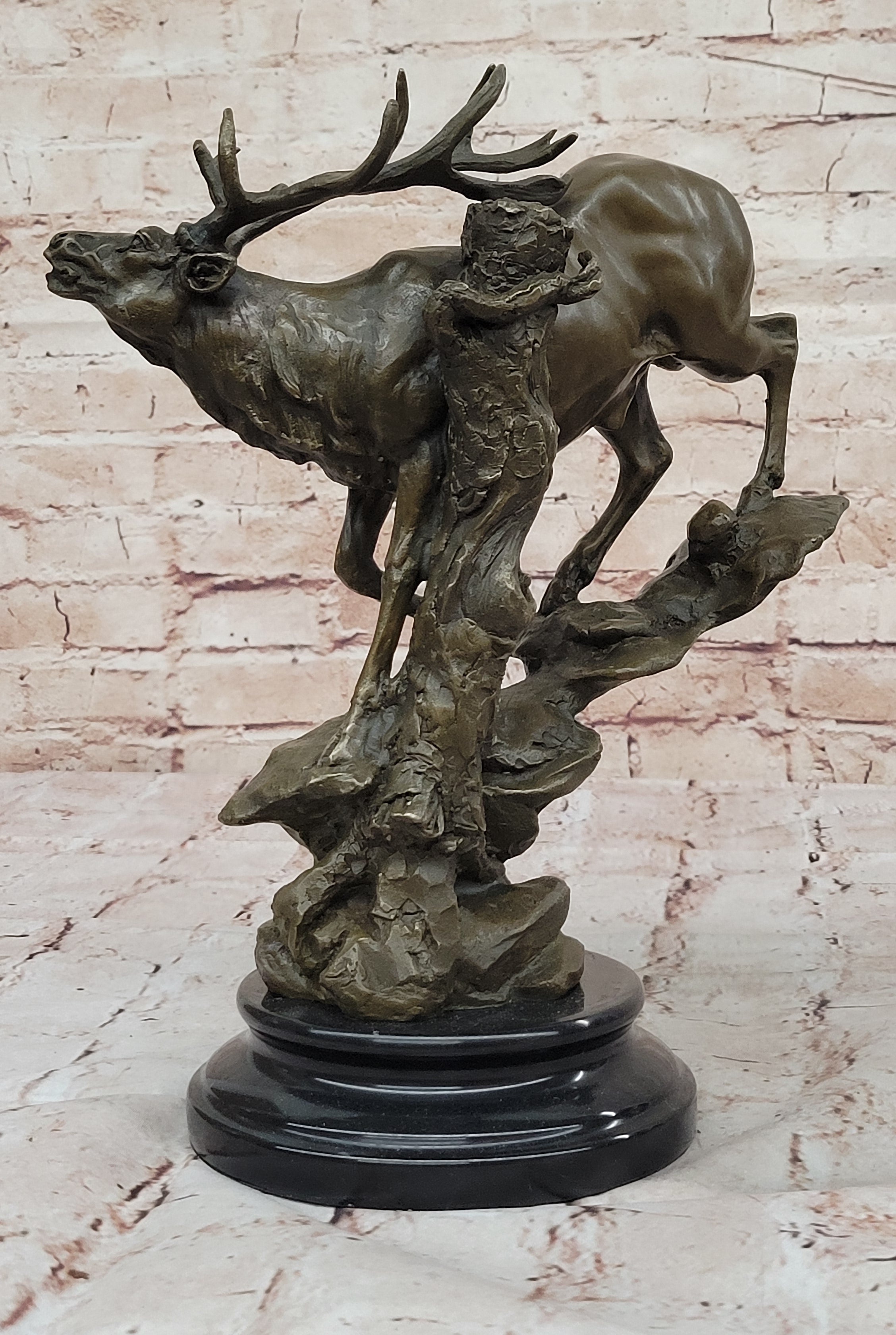 Handcrafted bronze sculpture SALE Caribo Deer Mountain Elk Male Original Signed