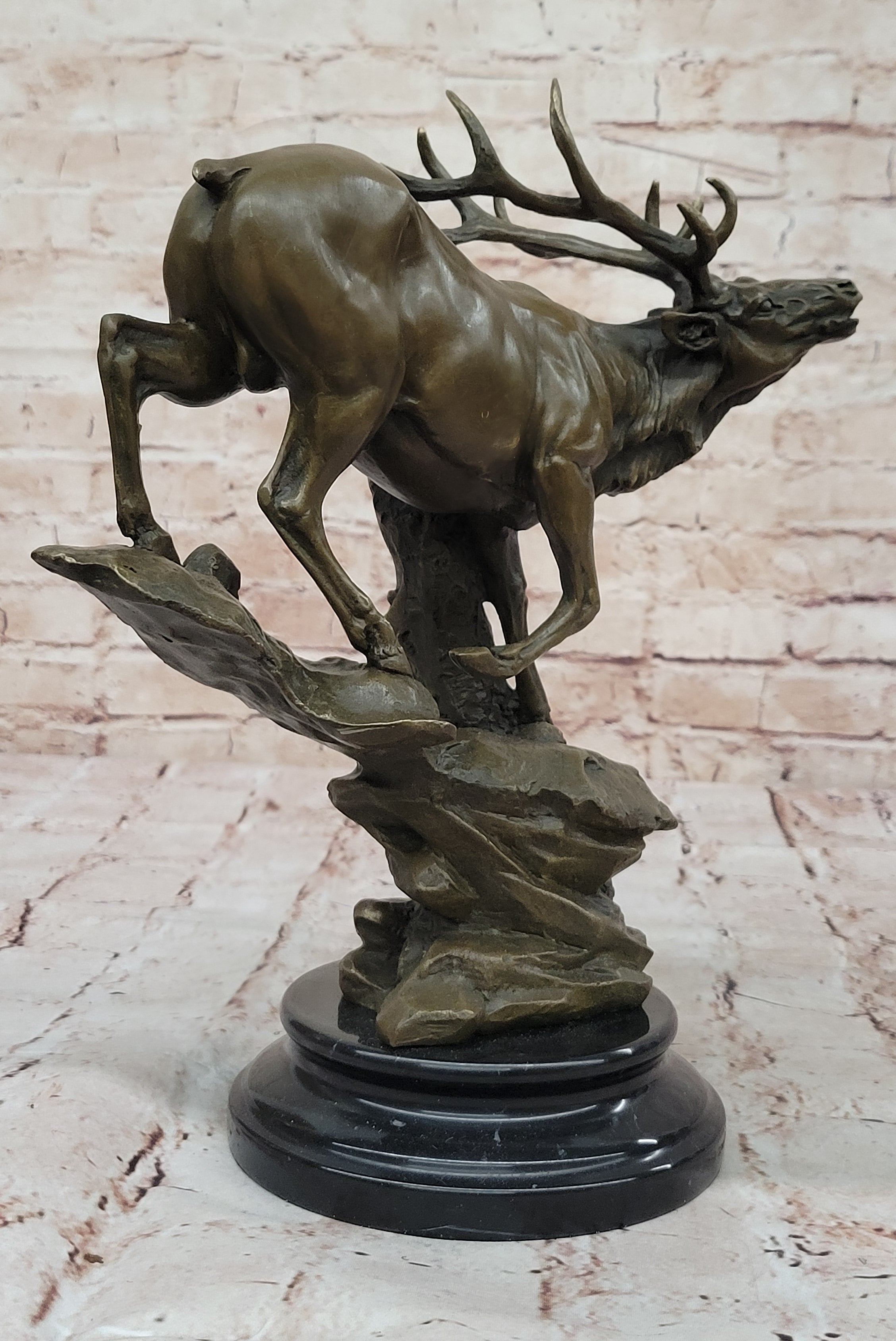 Handcrafted bronze sculpture SALE Caribo Deer Mountain Elk Male Original Signed