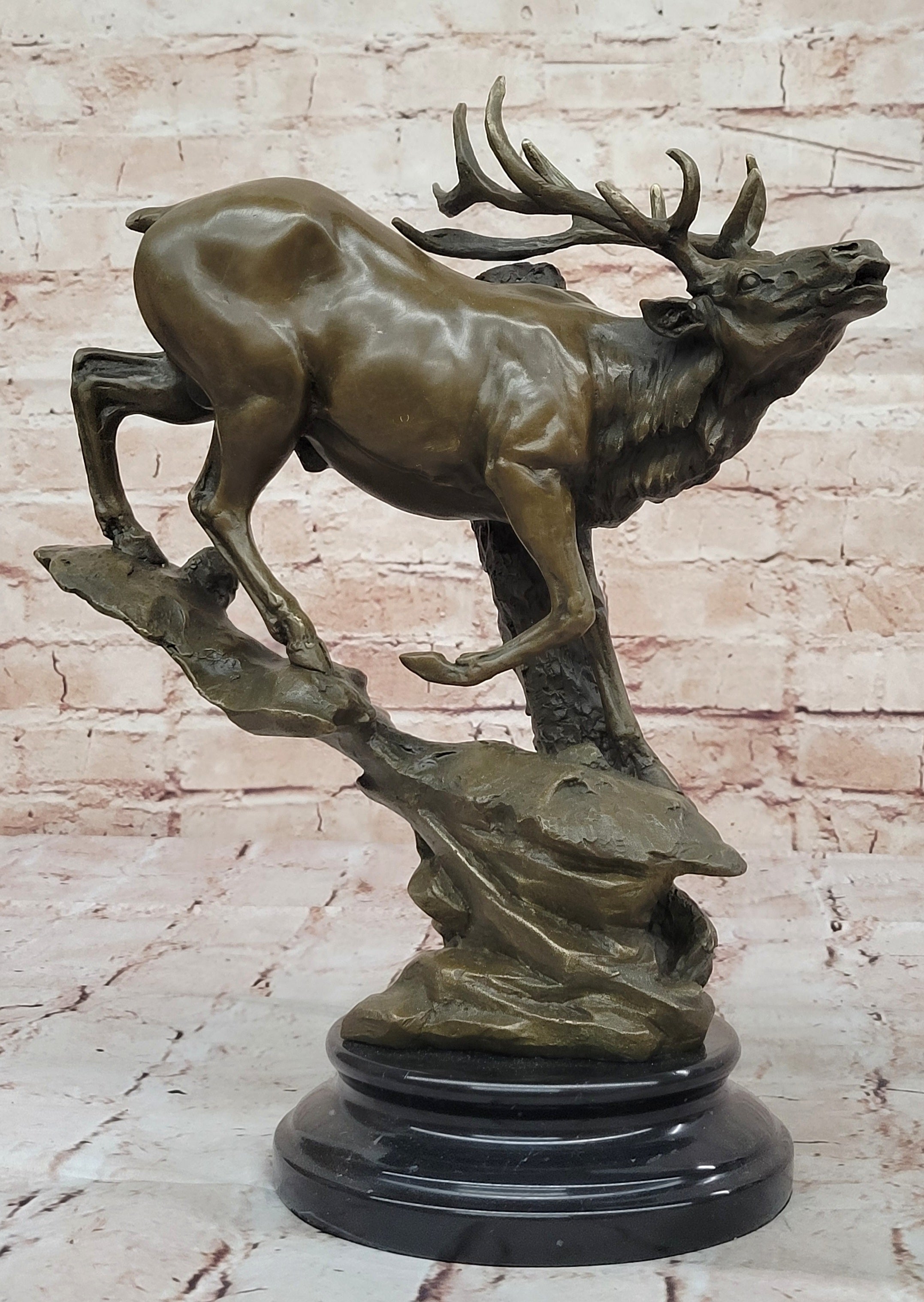 Handcrafted bronze sculpture SALE Caribo Deer Mountain Elk Male Original Signed