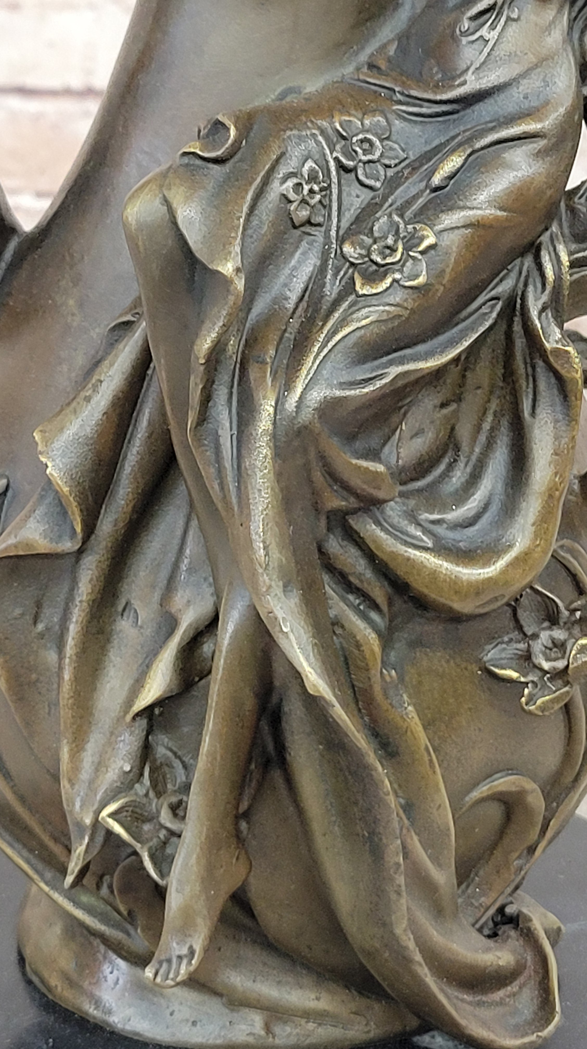 Original Bronze Vase with Fairy and Unicorn by Kassin - Classic Home Mantle Decor